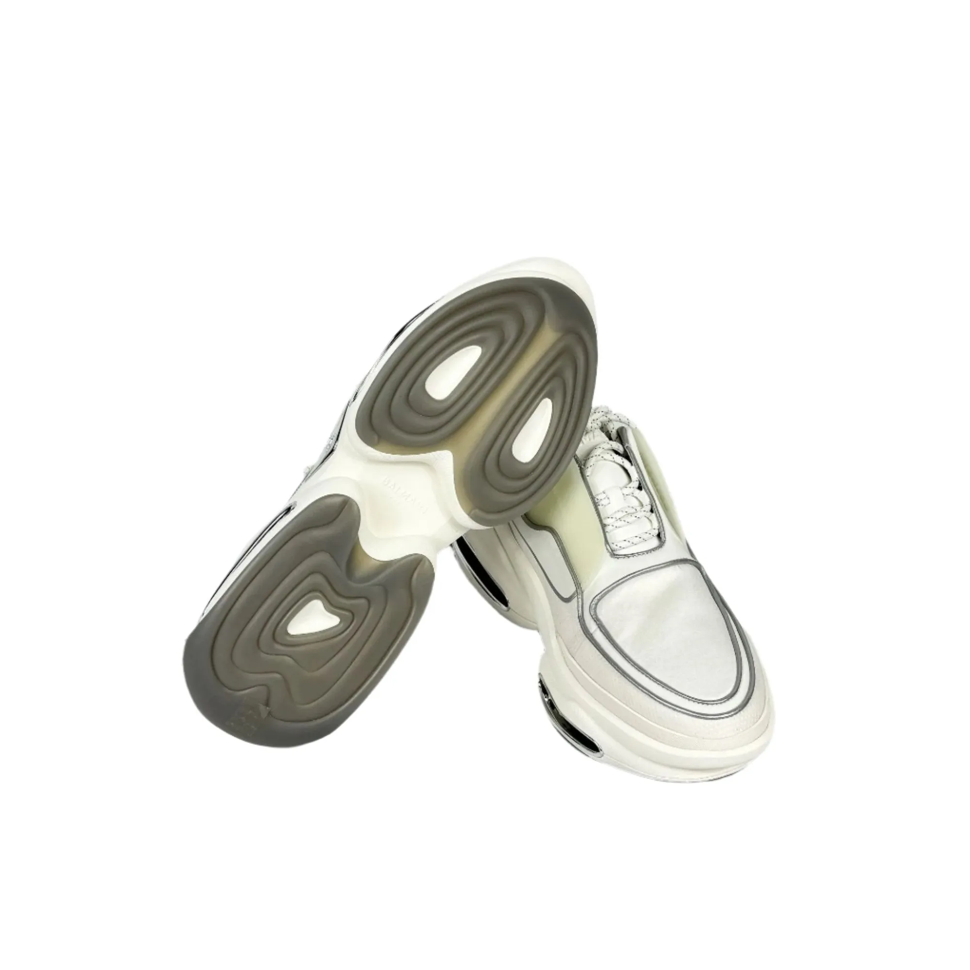 Balmain Mens White Low Top Lace Leather Sneakers