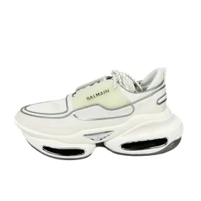 Balmain Mens White Low Top Lace Leather Sneakers