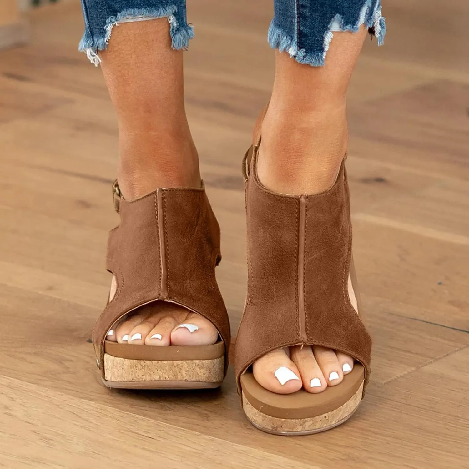 Black Sandals Women Wedge, Women's 2023 Peep Toe Platform Sandals Shoes Wedges Ankle Buckle Ladies Flip Flops