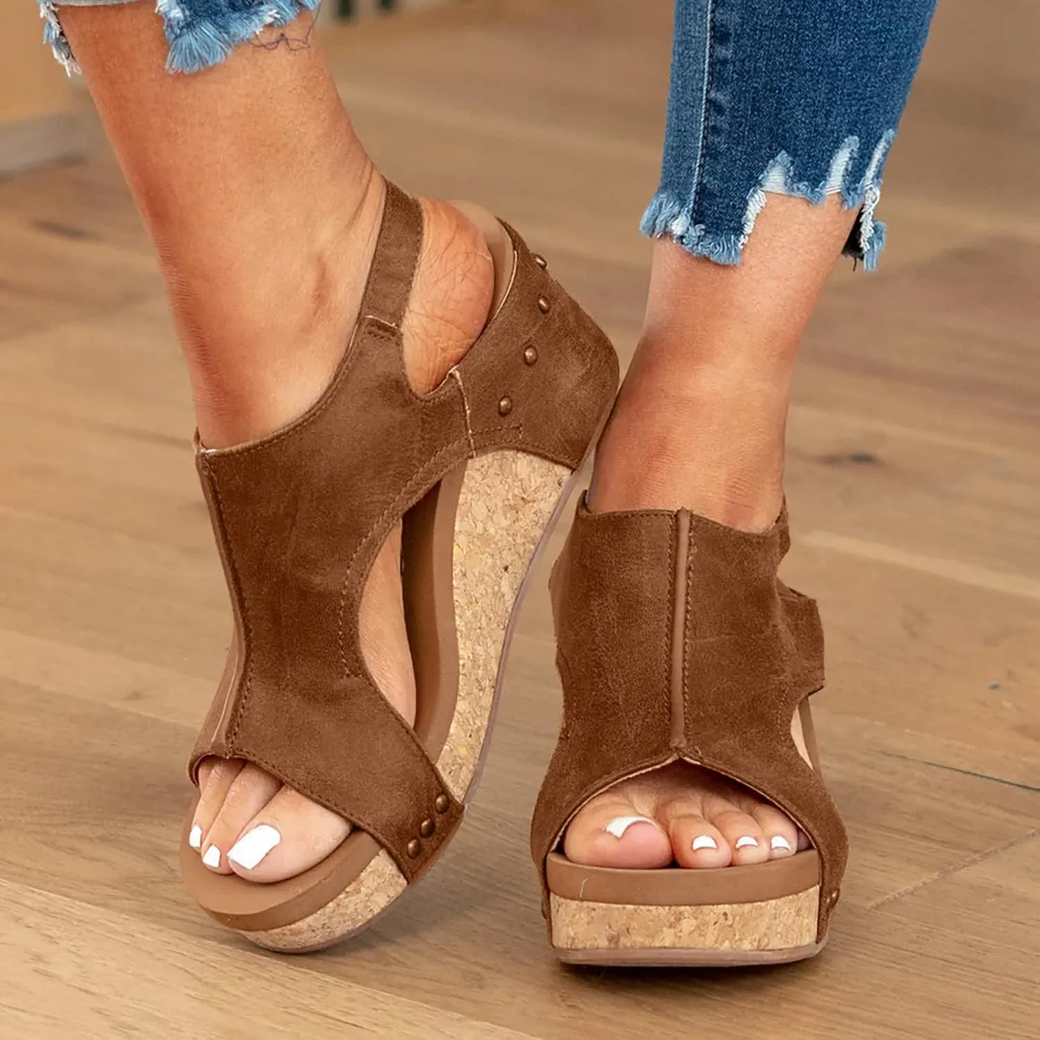 Black Sandals Women Wedge, Women's 2023 Peep Toe Platform Sandals Shoes Wedges Ankle Buckle Ladies Flip Flops