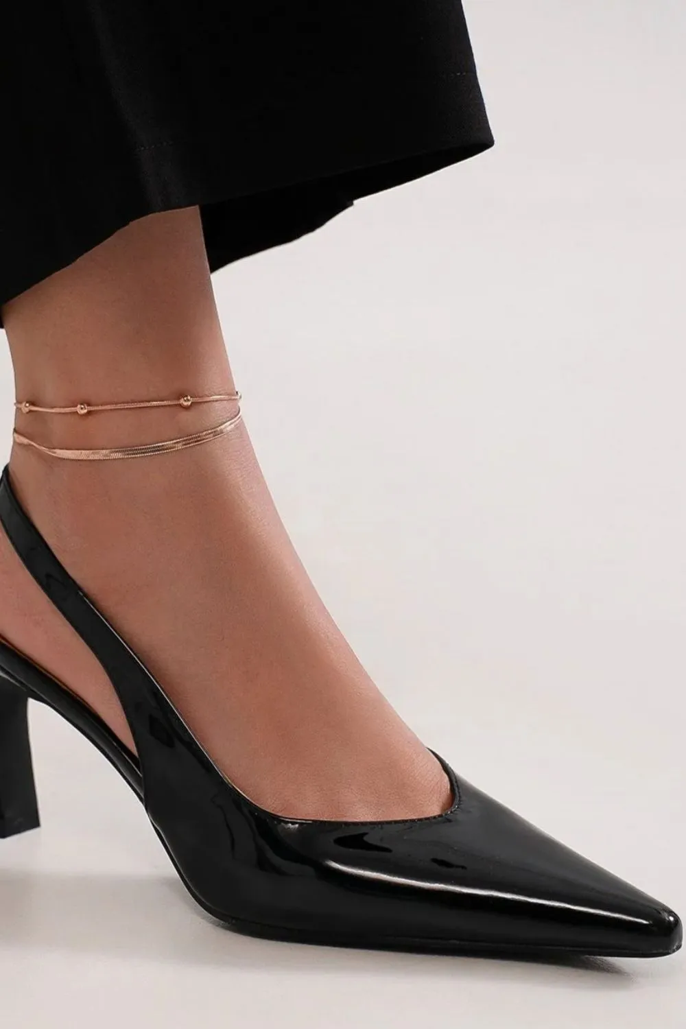 Black Vegan Leather Slingback Pumps