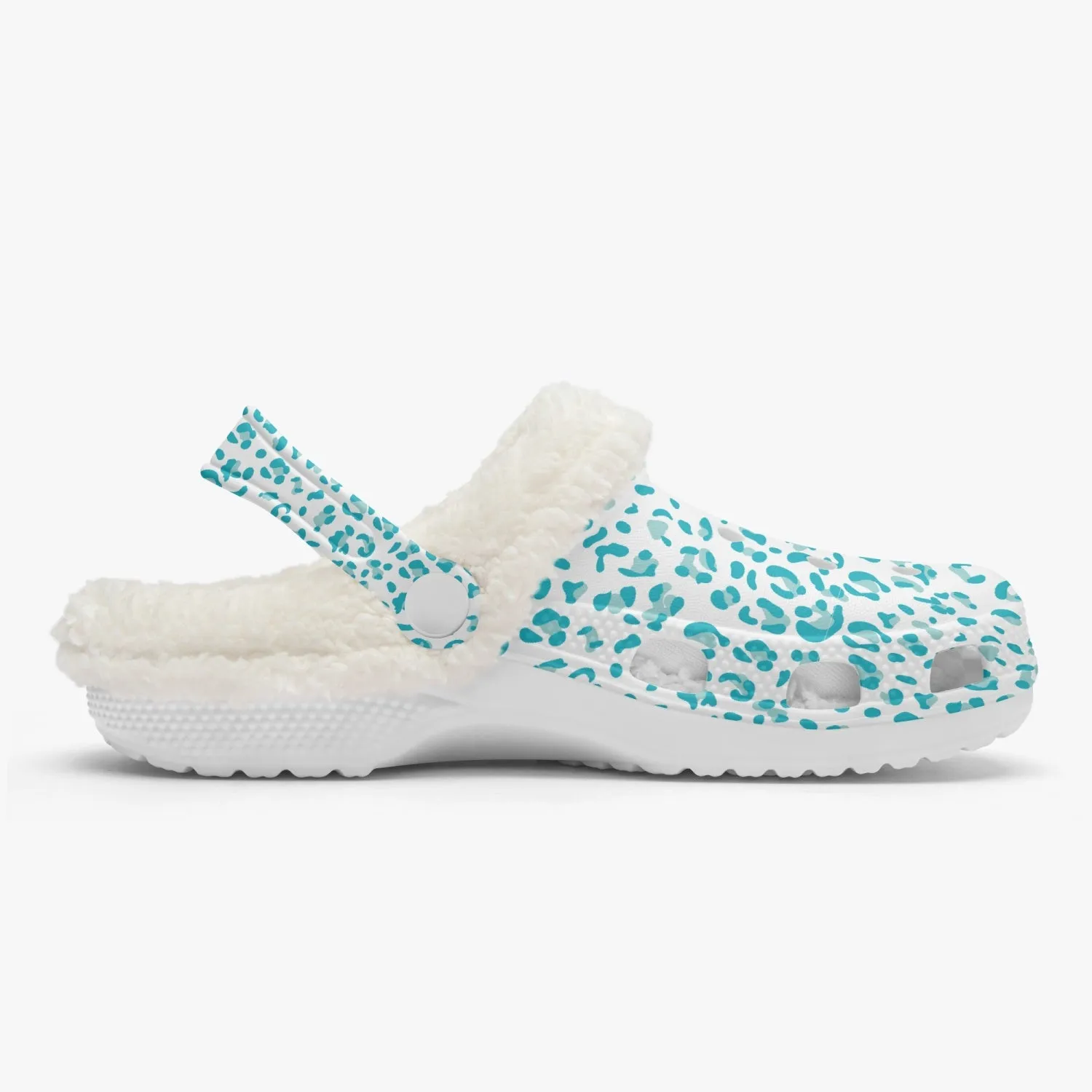 Blue Leopard Print Lined Clogs