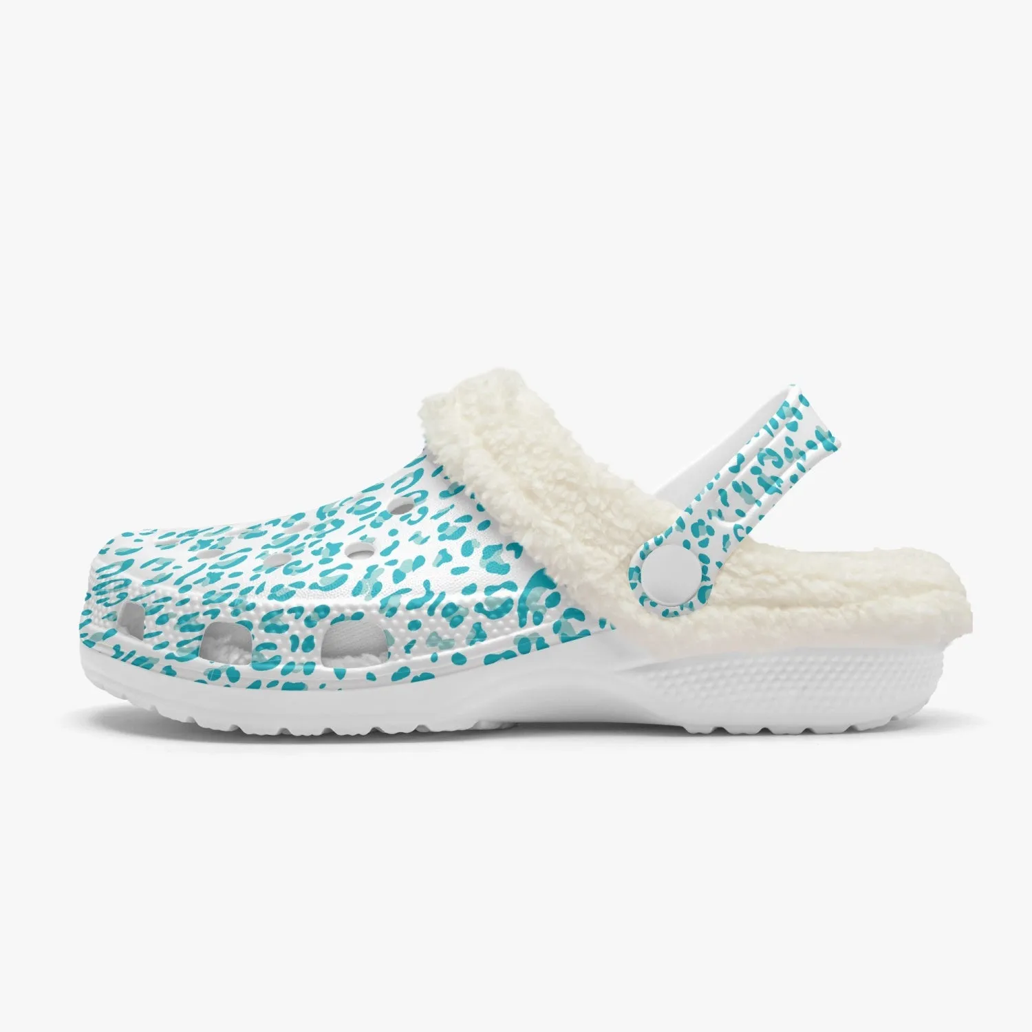 Blue Leopard Print Lined Clogs