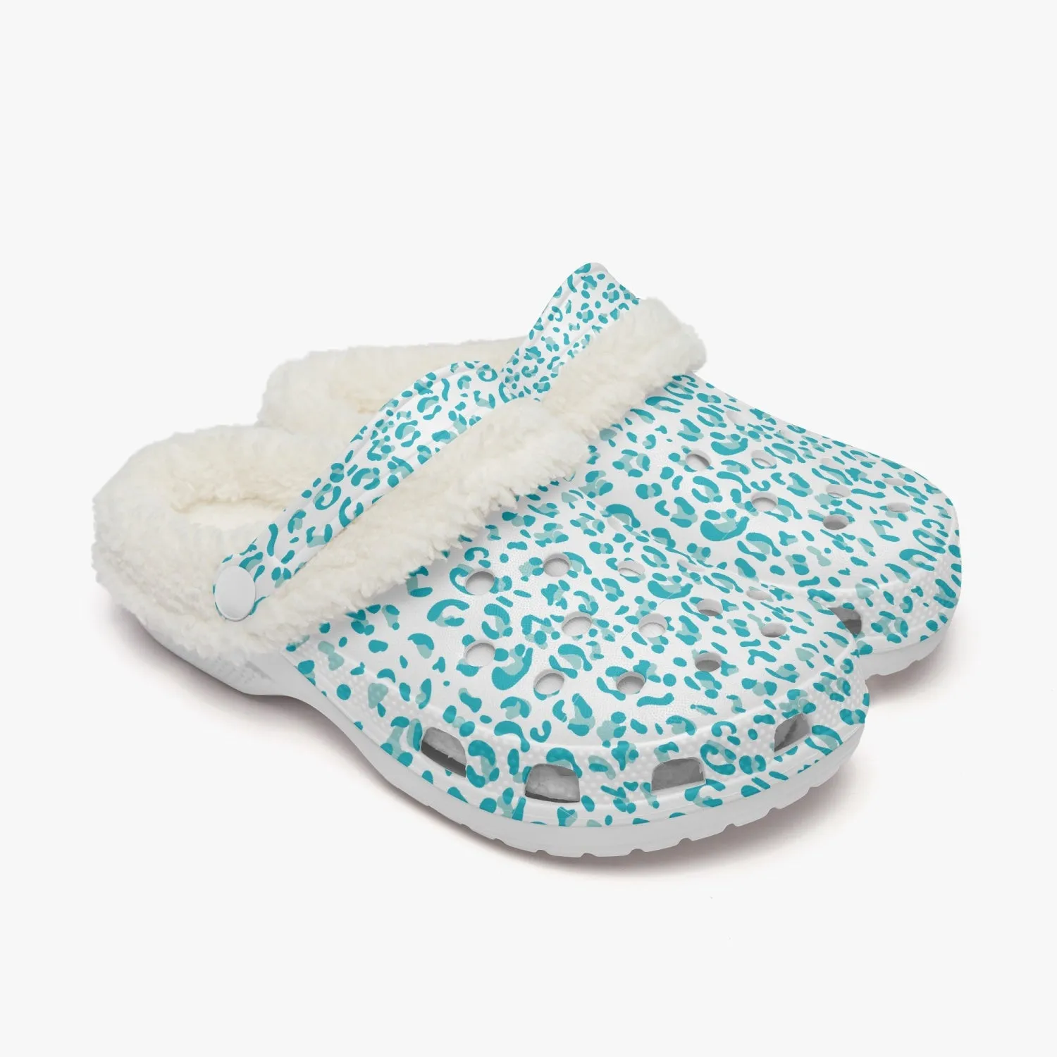Blue Leopard Print Lined Clogs