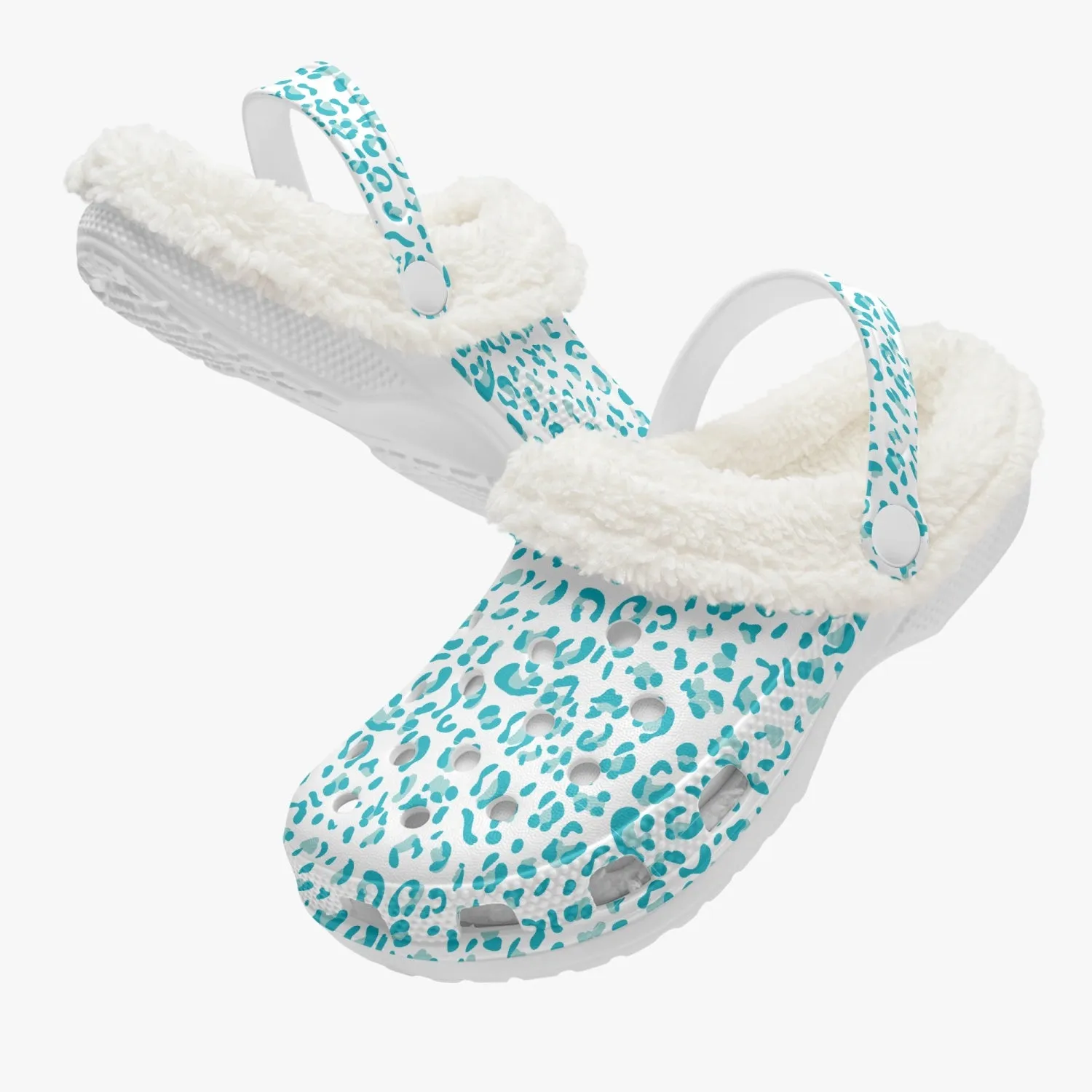Blue Leopard Print Lined Clogs
