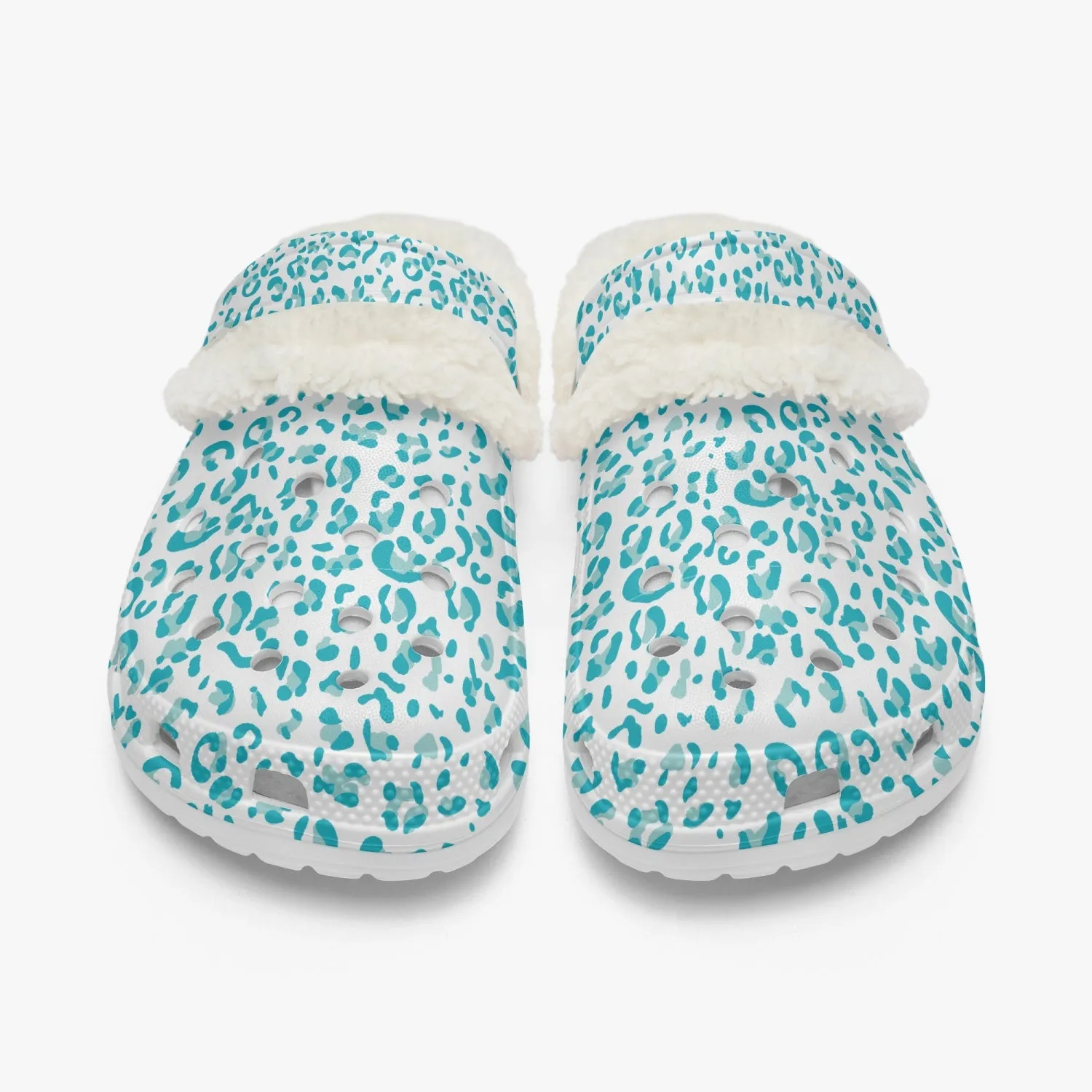 Blue Leopard Print Lined Clogs