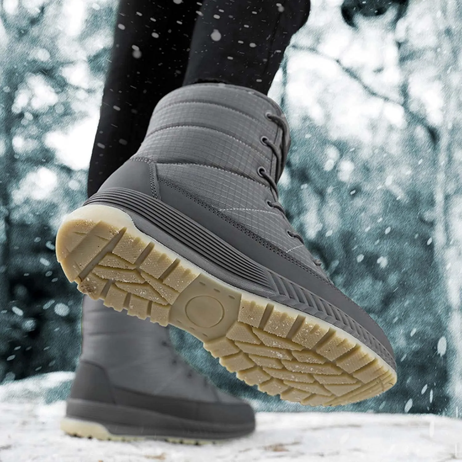 CERYTHRINA Womens Snow Boots Winter Warm Plush Fleece Lined Ankle Booties Waterproof Zipper Lace-up Outdoor Hiking Shoes