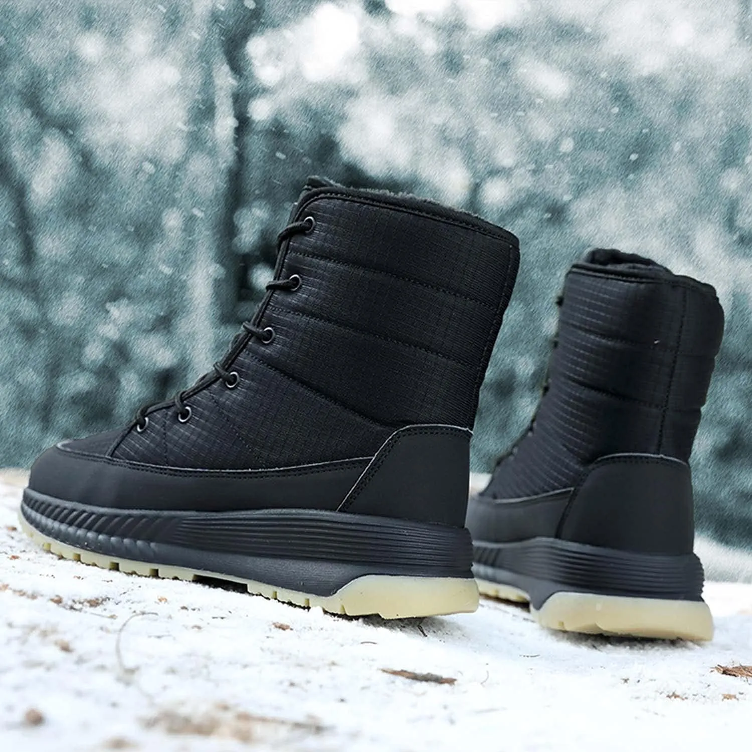 CERYTHRINA Womens Snow Boots Winter Warm Plush Fleece Lined Ankle Booties Waterproof Zipper Lace-up Outdoor Hiking Shoes