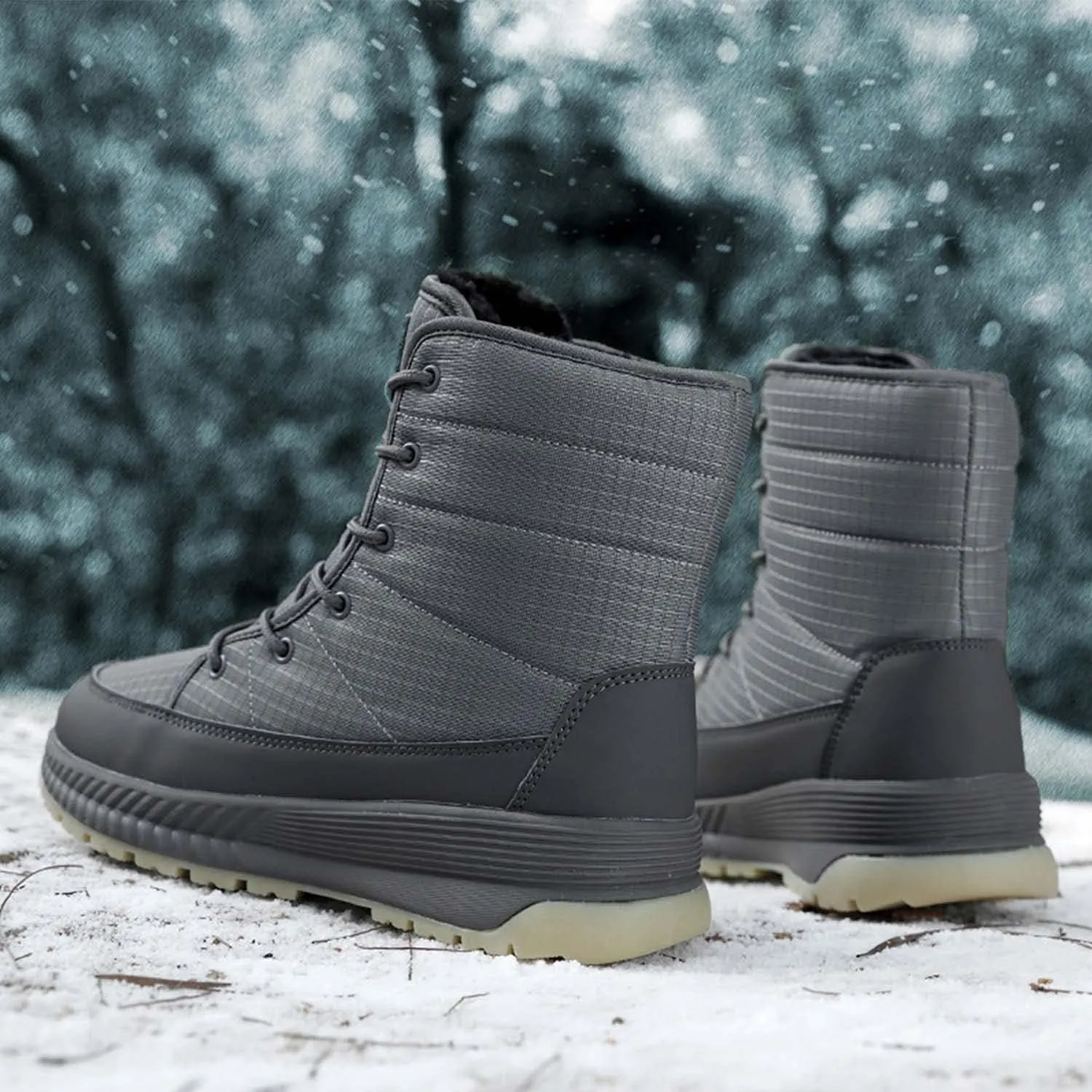 CERYTHRINA Womens Snow Boots Winter Warm Plush Fleece Lined Ankle Booties Waterproof Zipper Lace-up Outdoor Hiking Shoes