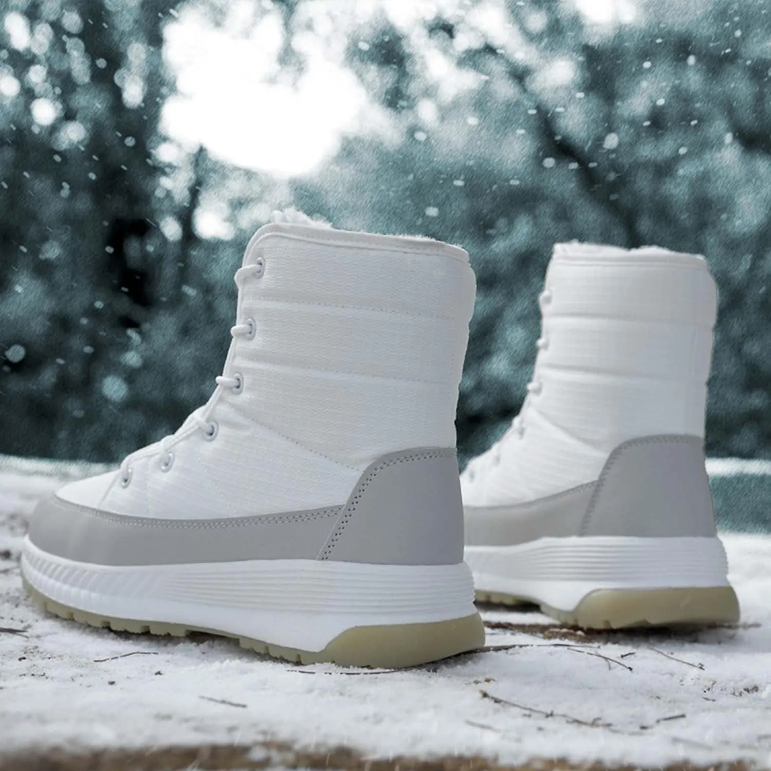 CERYTHRINA Womens Snow Boots Winter Warm Plush Fleece Lined Ankle Booties Waterproof Zipper Lace-up Outdoor Hiking Shoes