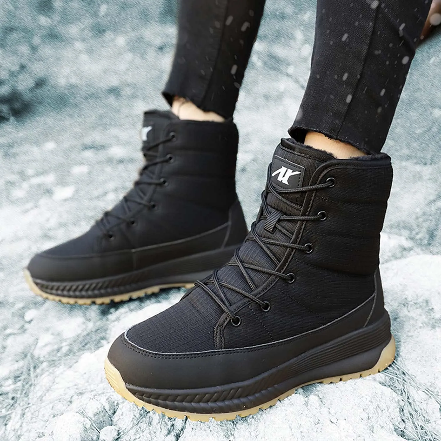 CERYTHRINA Womens Snow Boots Winter Warm Plush Fleece Lined Ankle Booties Waterproof Zipper Lace-up Outdoor Hiking Shoes
