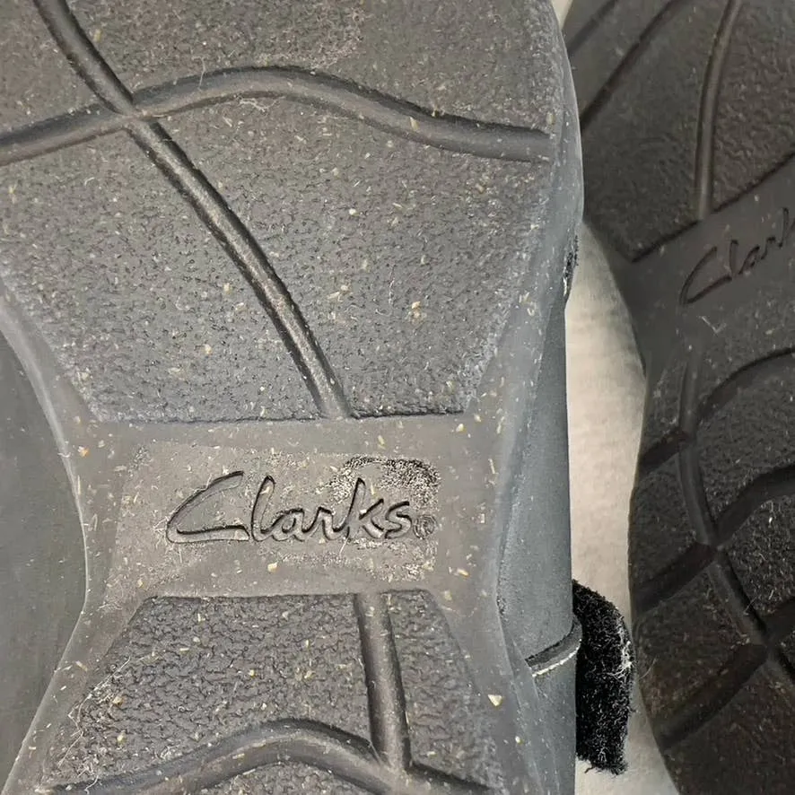CLARKS COLLECTION Women's Black Leather Roseville Faux-Fur Slip-On Clogs SZ 6.5