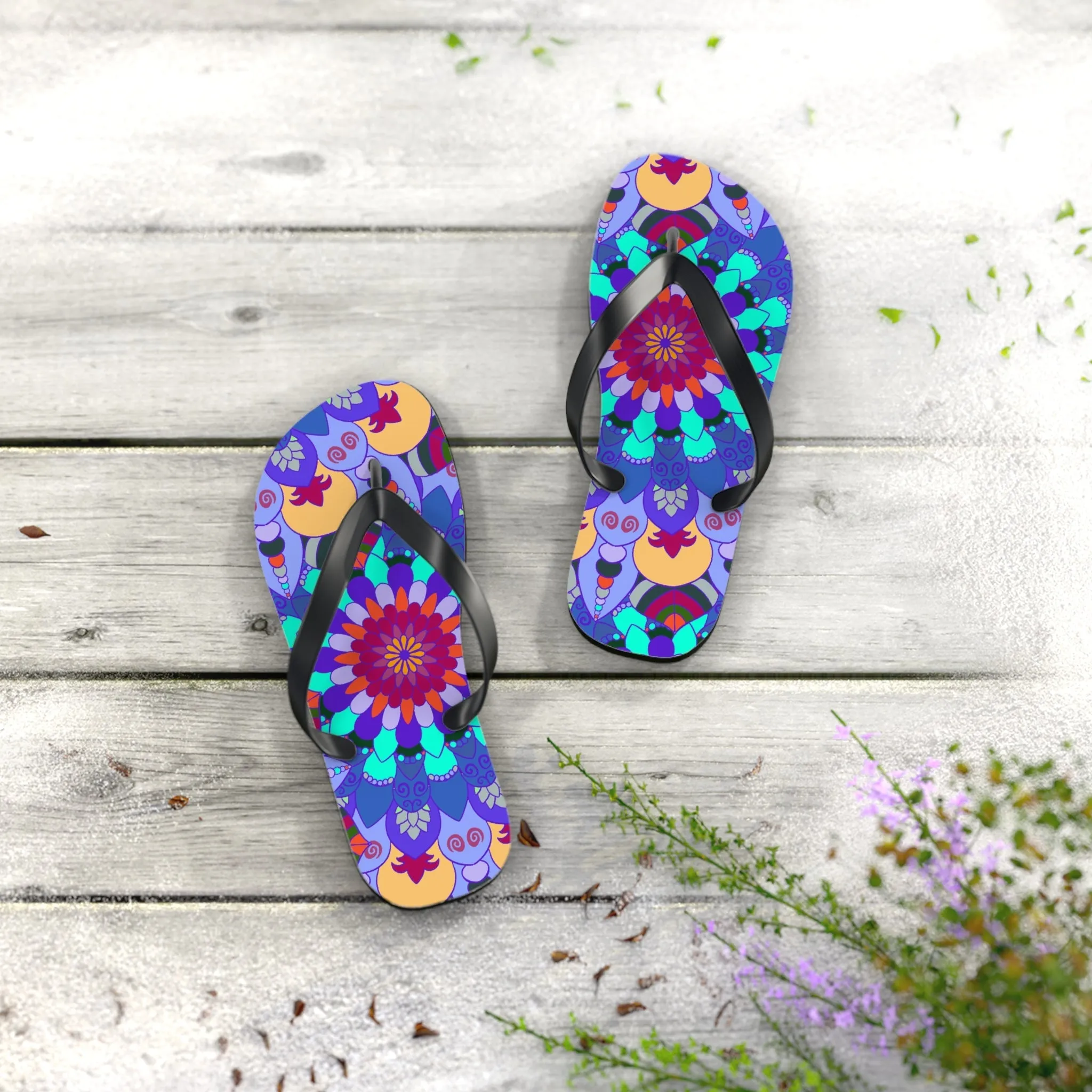 Colorful Mandala Boho Flip Flops