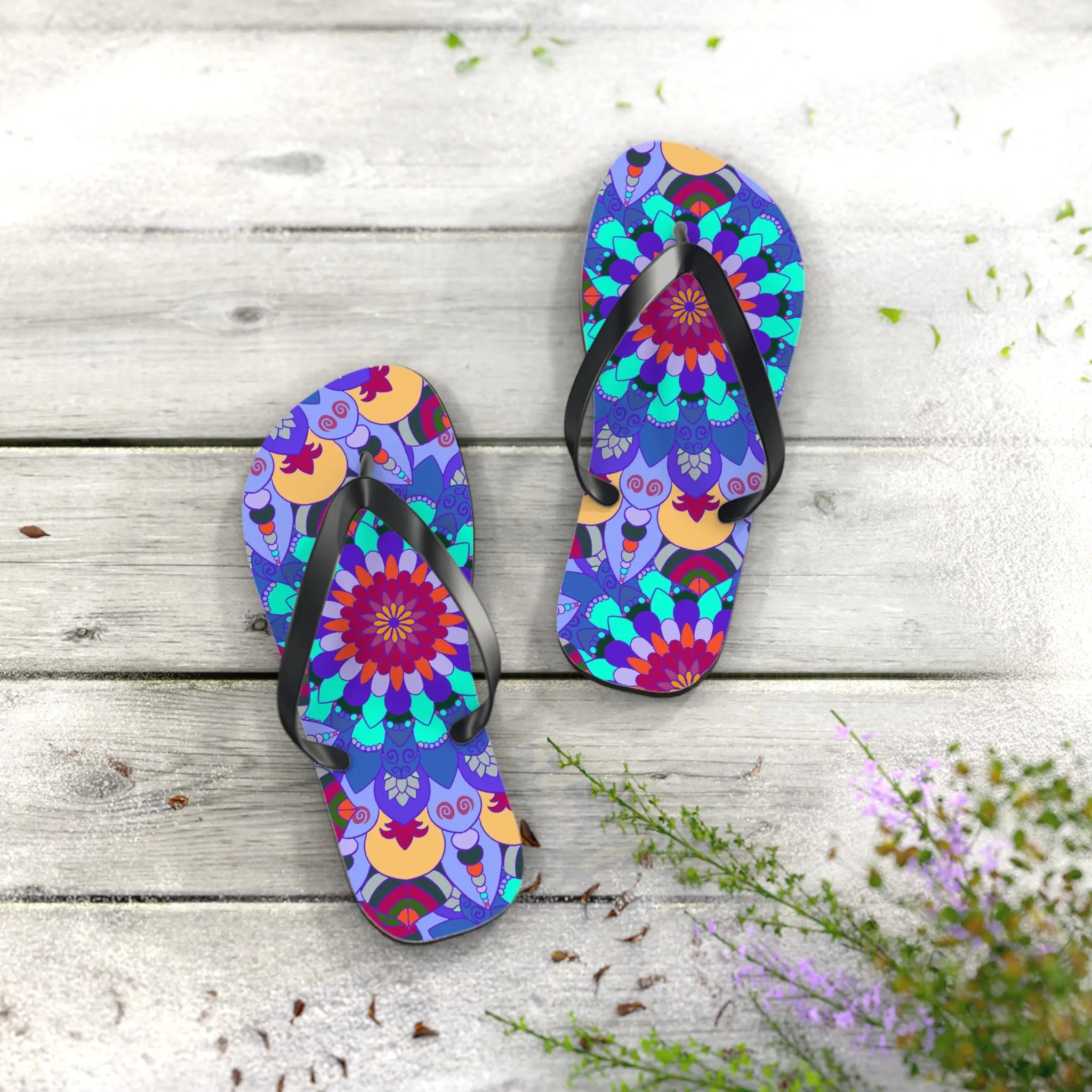Colorful Mandala Boho Flip Flops