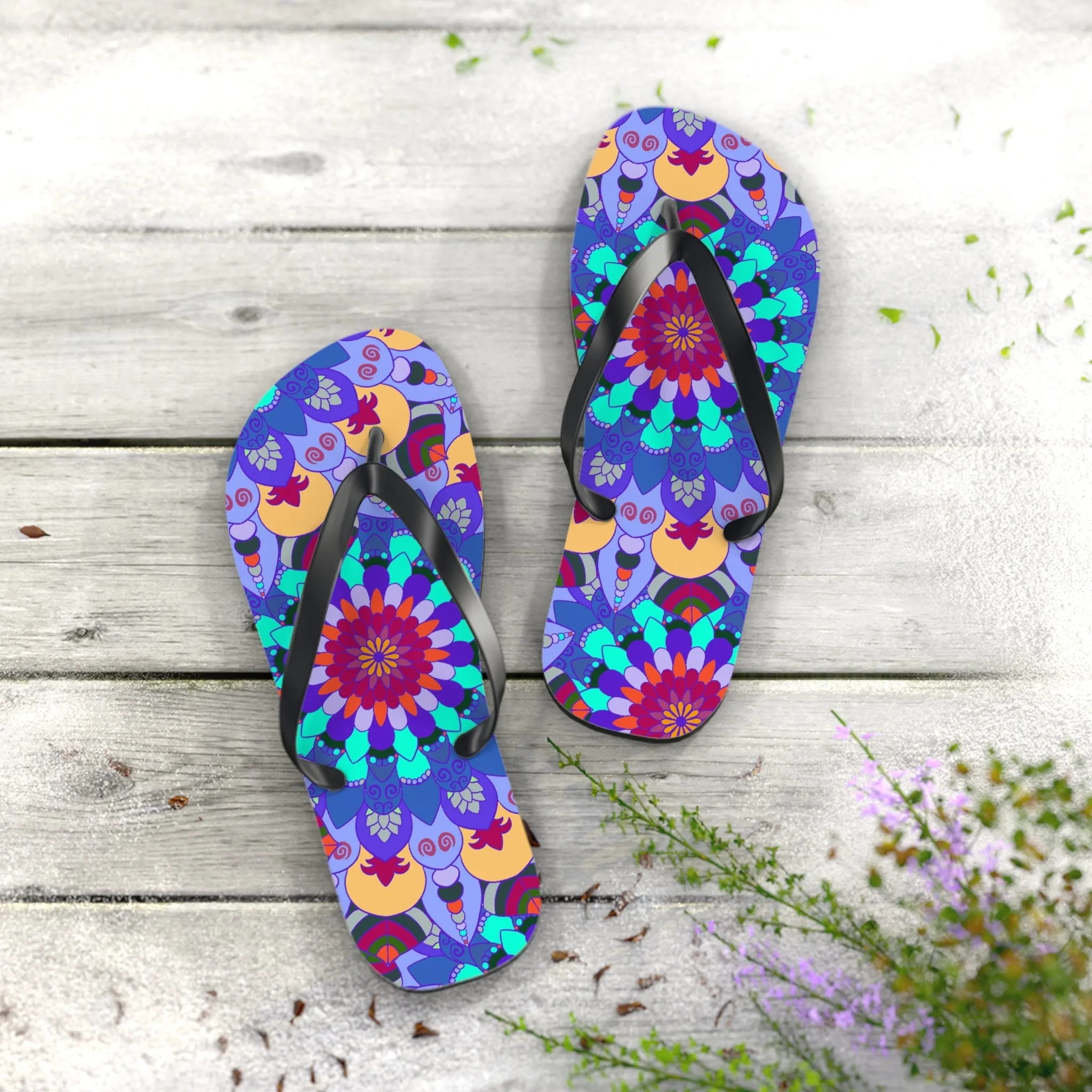 Colorful Mandala Boho Flip Flops