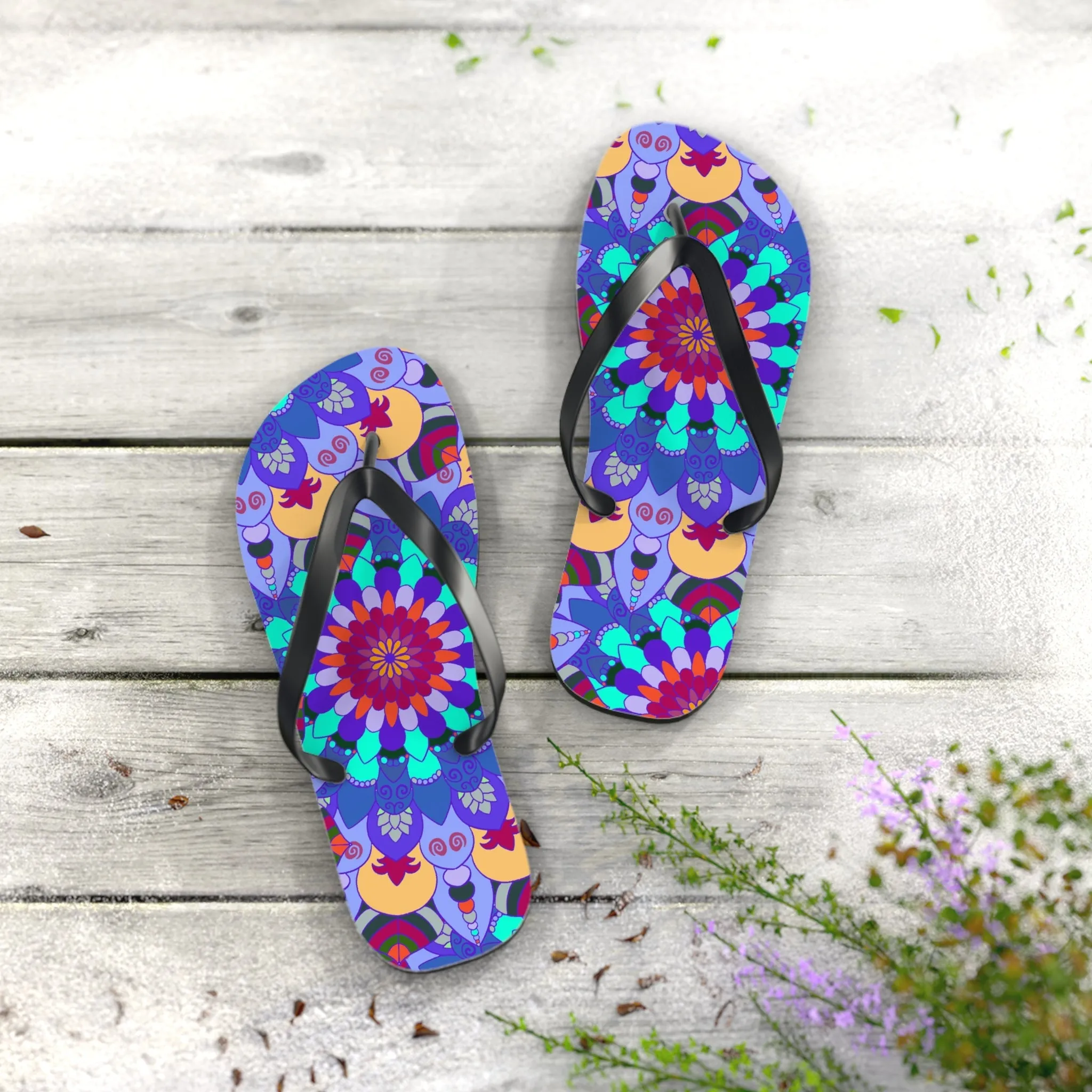 Colorful Mandala Boho Flip Flops