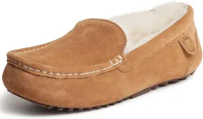 Dearfoams Women's Moccasin Slipper - Fireside Mel Indoor House Shoe with Genuine Shearling and Cozy Memeory Foam