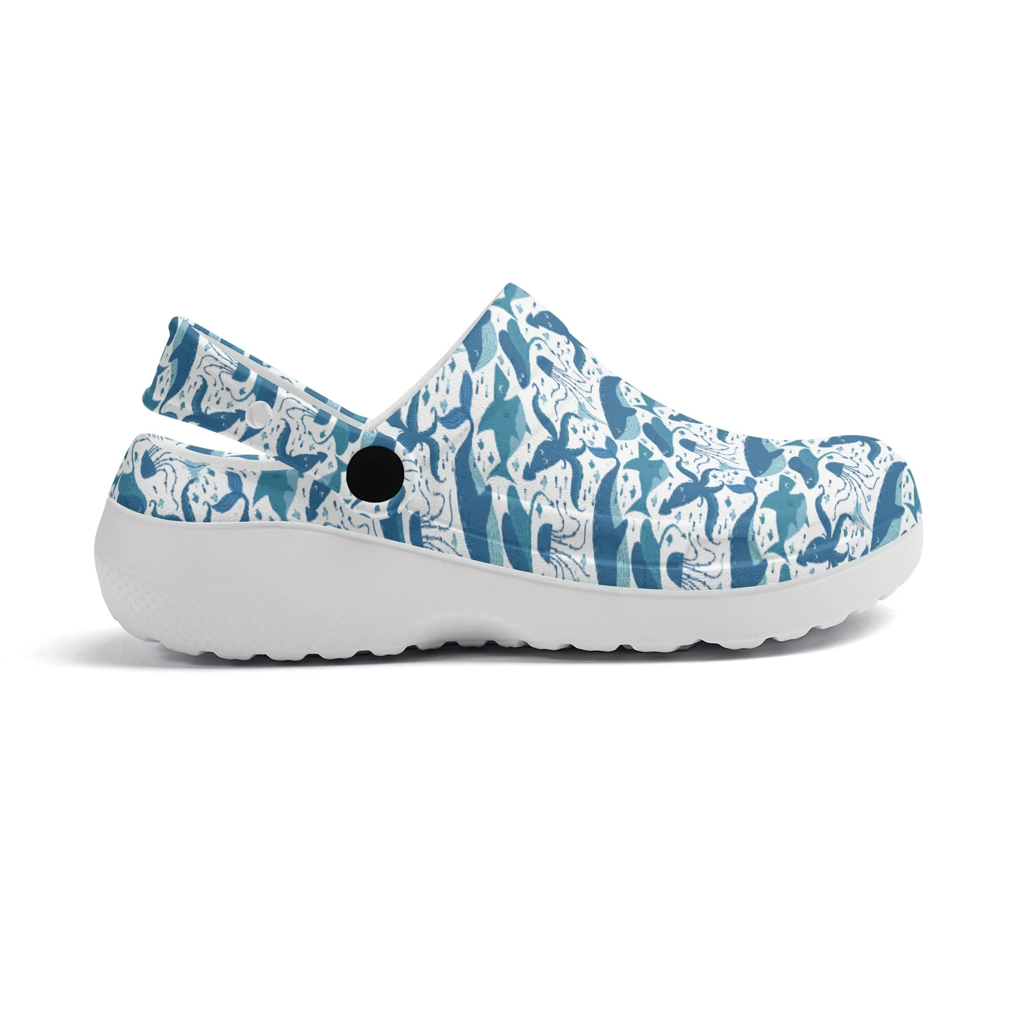 Deep Sea Delight of Whales, Sharks, and Octopus Unite in Oceanic Harmony Theme Design Casual Lightweight Slip On Nurse Style Clogs