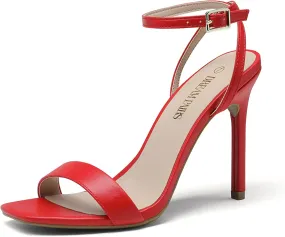 DREAM PAIRS Women’s High Stilettos Open Square Toe Ankle Strap Heels Sexy Comfort Strappy Dress Shoes Wedding Bridal Pumps Sandals