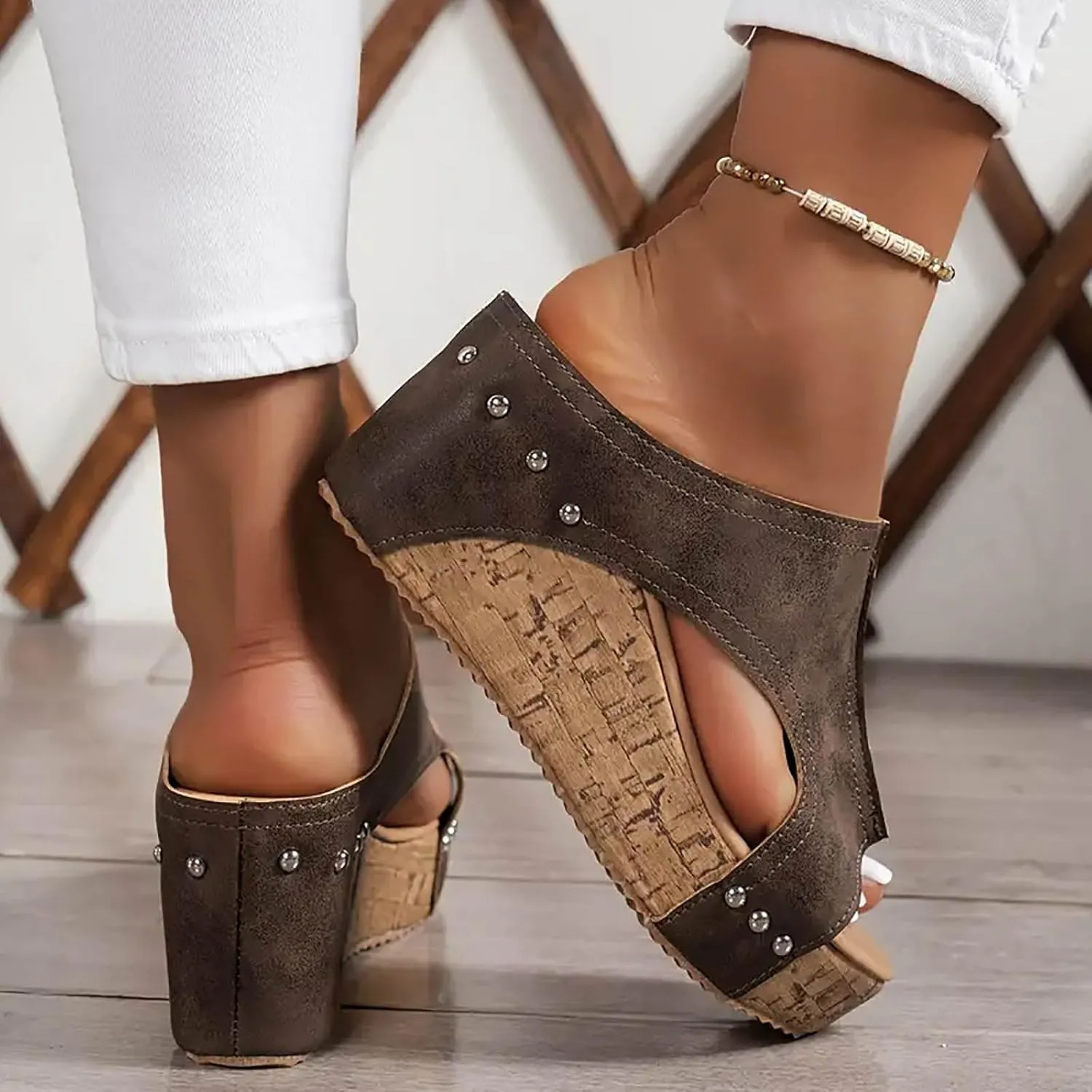 Eduavar Platform Sandals Women Wide Width Dressy Summer Beach Walking Shoes Open Toe Arch Support Slides Wedges Slippers