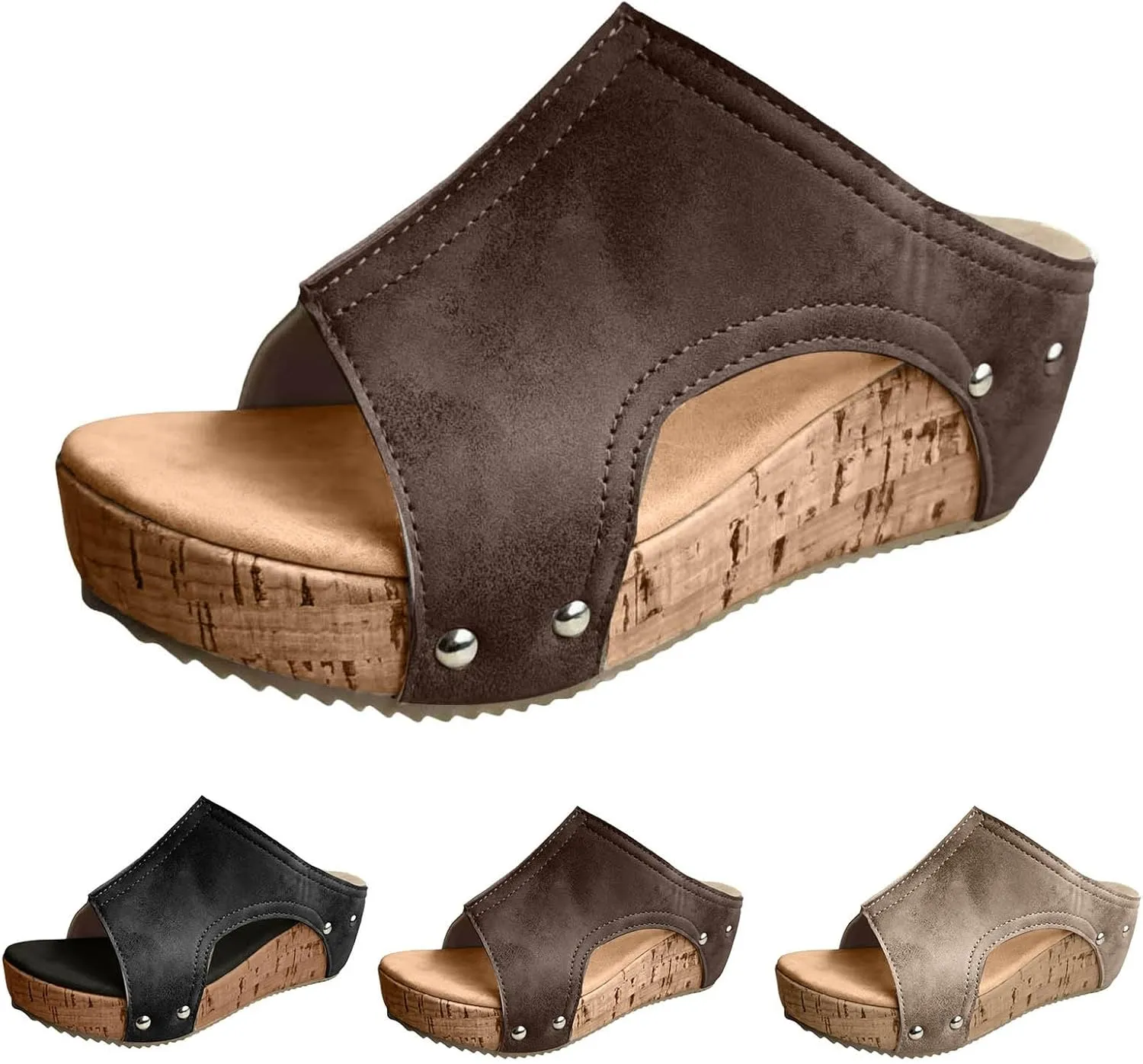 Eduavar Platform Sandals Women Wide Width Dressy Summer Beach Walking Shoes Open Toe Arch Support Slides Wedges Slippers