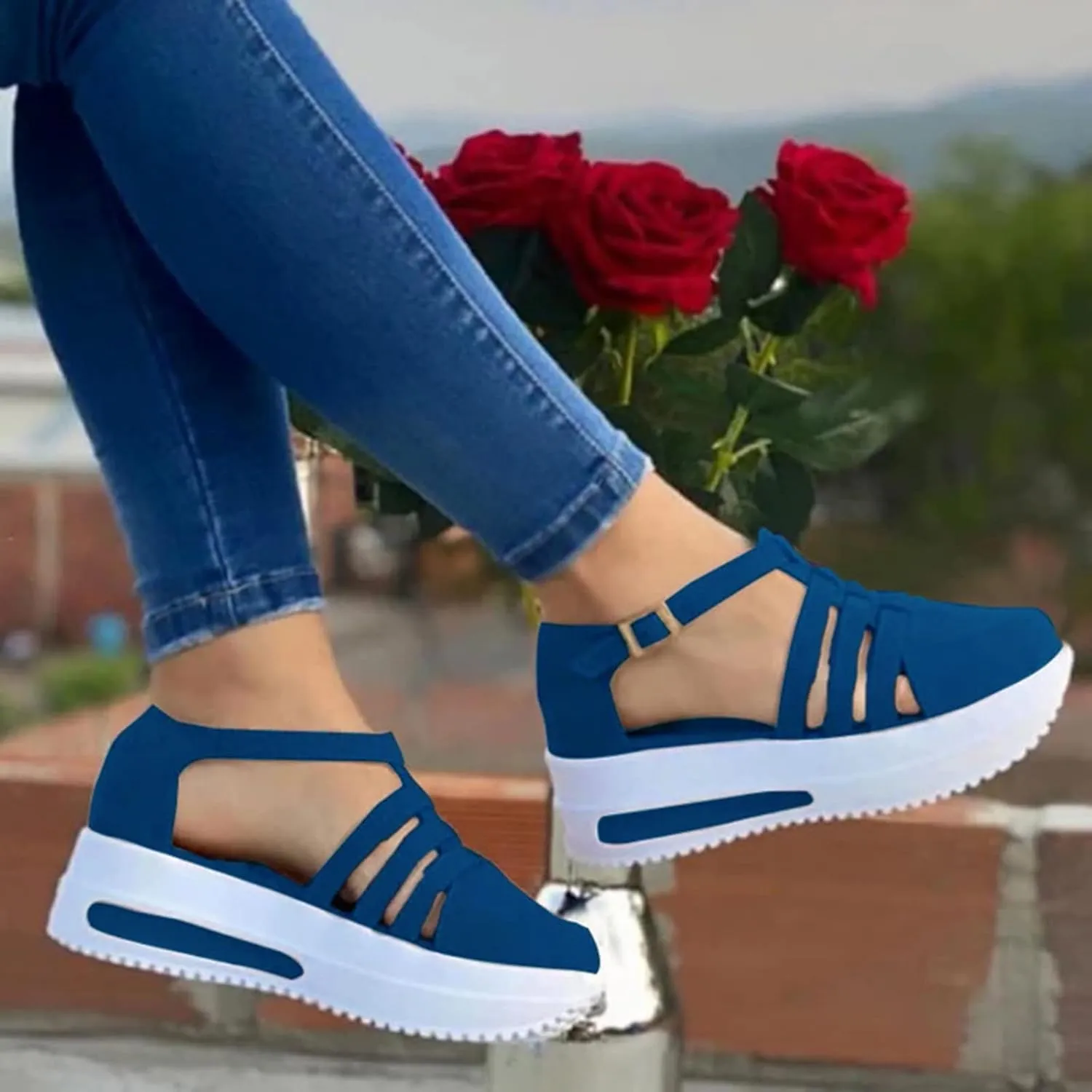 Eduavar Sandals for Women 2025 Slide ShoesArch Support Summer Closed Toe Slippers Walking with Arch Support Beach Sandal