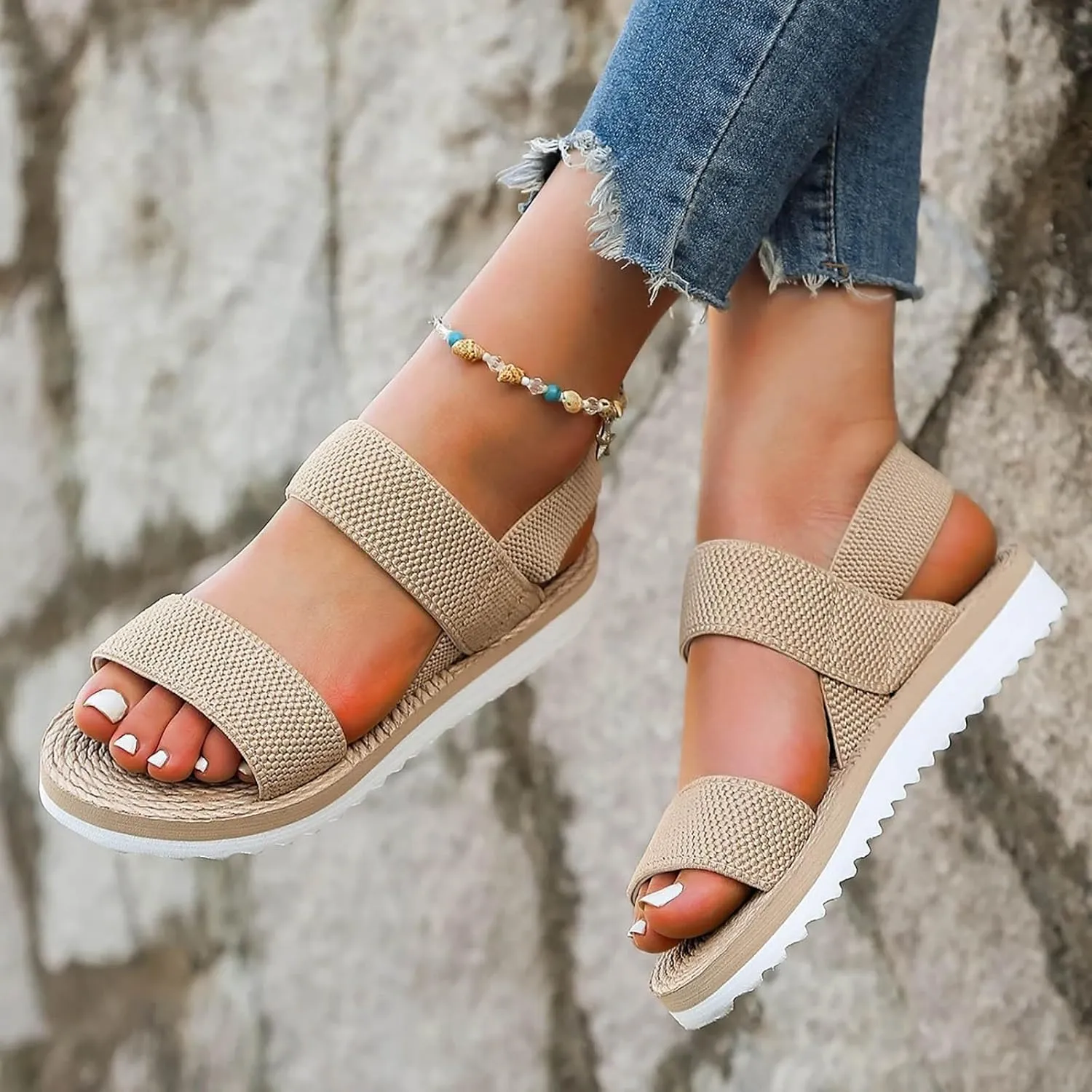 Eduavar Womens Sandals Summer Fashion 2025 Comfortable Slide Sandals Arch Support Orthopedic Walking Casual Orthotic Shoes