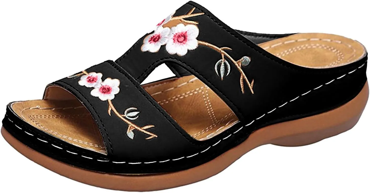 Eduavar Womens Sandals Summer Fashion Orthotic Soft Slip On Lightweight Athletic Yoga Mat Cushion Sandals Summer Beach Shoes