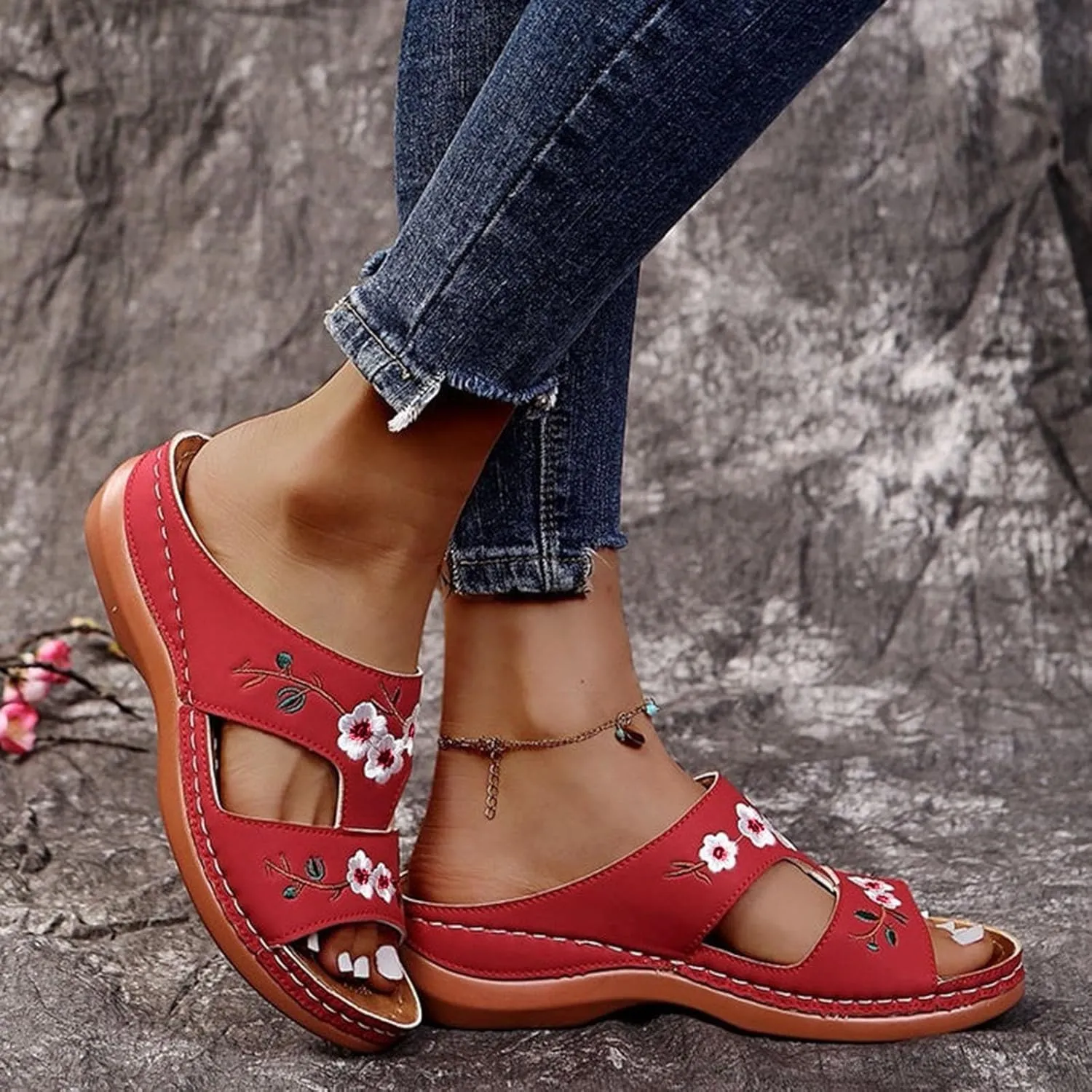 Eduavar Womens Sandals Summer Fashion Orthotic Soft Slip On Lightweight Athletic Yoga Mat Cushion Sandals Summer Beach Shoes