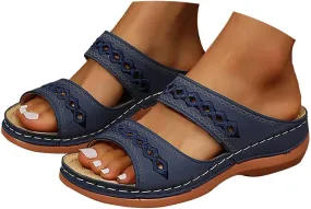 Eduavar Womens Sandals Summer Open Toe Platform Comfortable Orthopedic Slides with Arch Support Lightweight Non-Slip Slipper