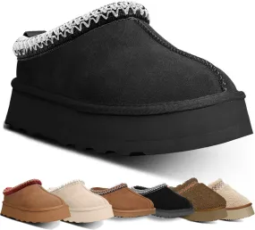 Fashion Plush Platform Slippers - Women's Trend Mini Fleece Lined Anti Slip Short Ankle Boots for Outdoor & Indoor Use