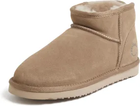 Fireside by Dearfoams Women's Riverland Shearling Fur Lined Mini Ankle Boot with Platform Slipper