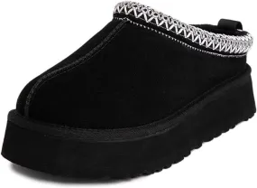 Fleece Lined Women's Mini Ankle Boot Slippers - Classic Snow Boots with Anti-Slip Platforms for Indoor & Outdoor Use