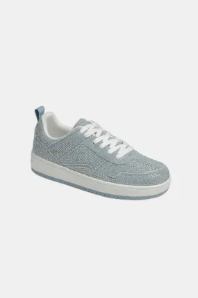 Forever Link Rhinestone Bedazzled Platform Flat Blue Denim Jean Sneakers