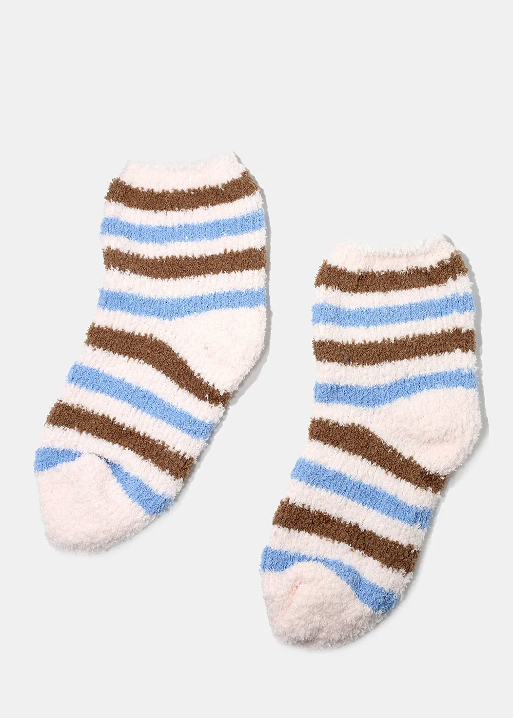 Fuzzy Striped Crew Socks