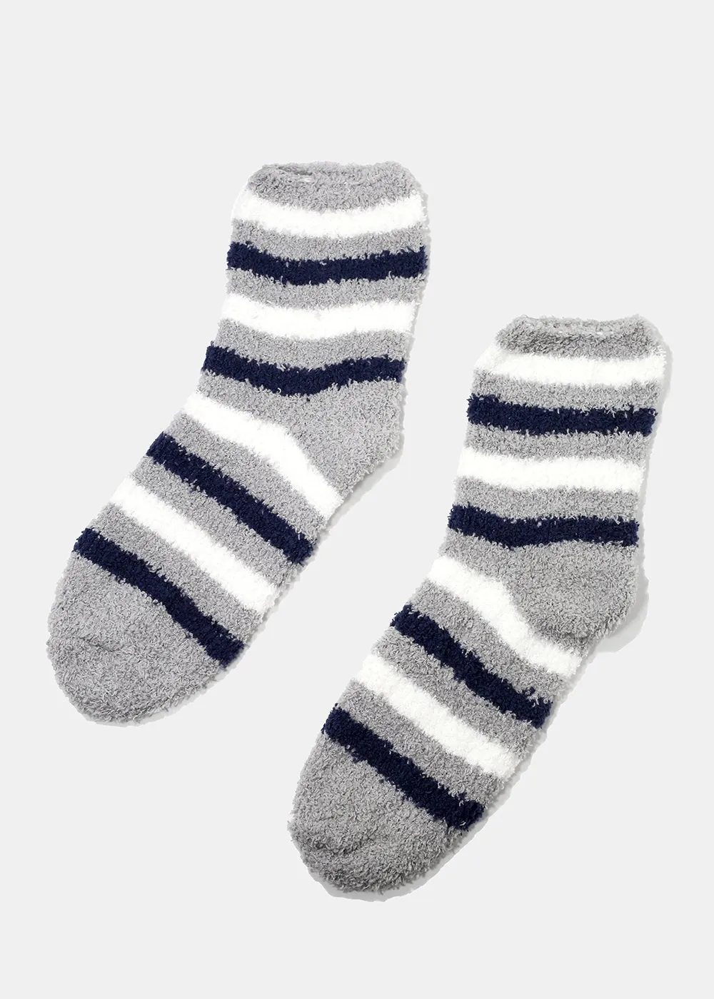 Fuzzy Striped Crew Socks