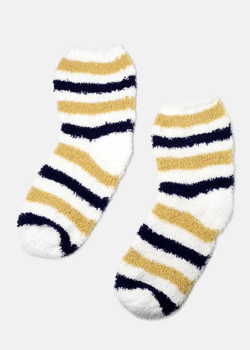 Fuzzy Striped Crew Socks