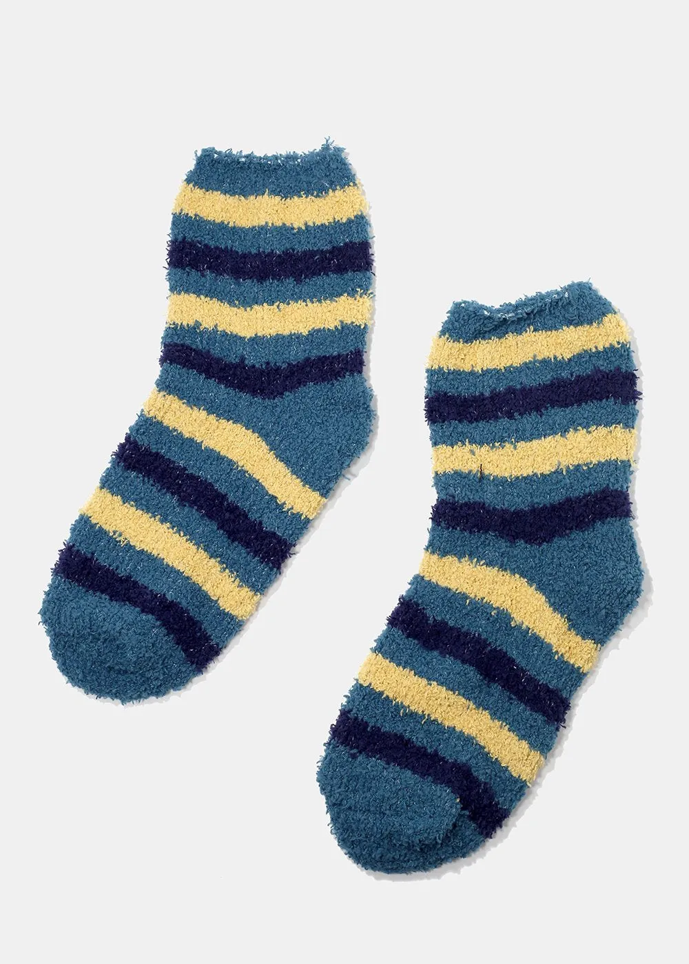 Fuzzy Striped Crew Socks