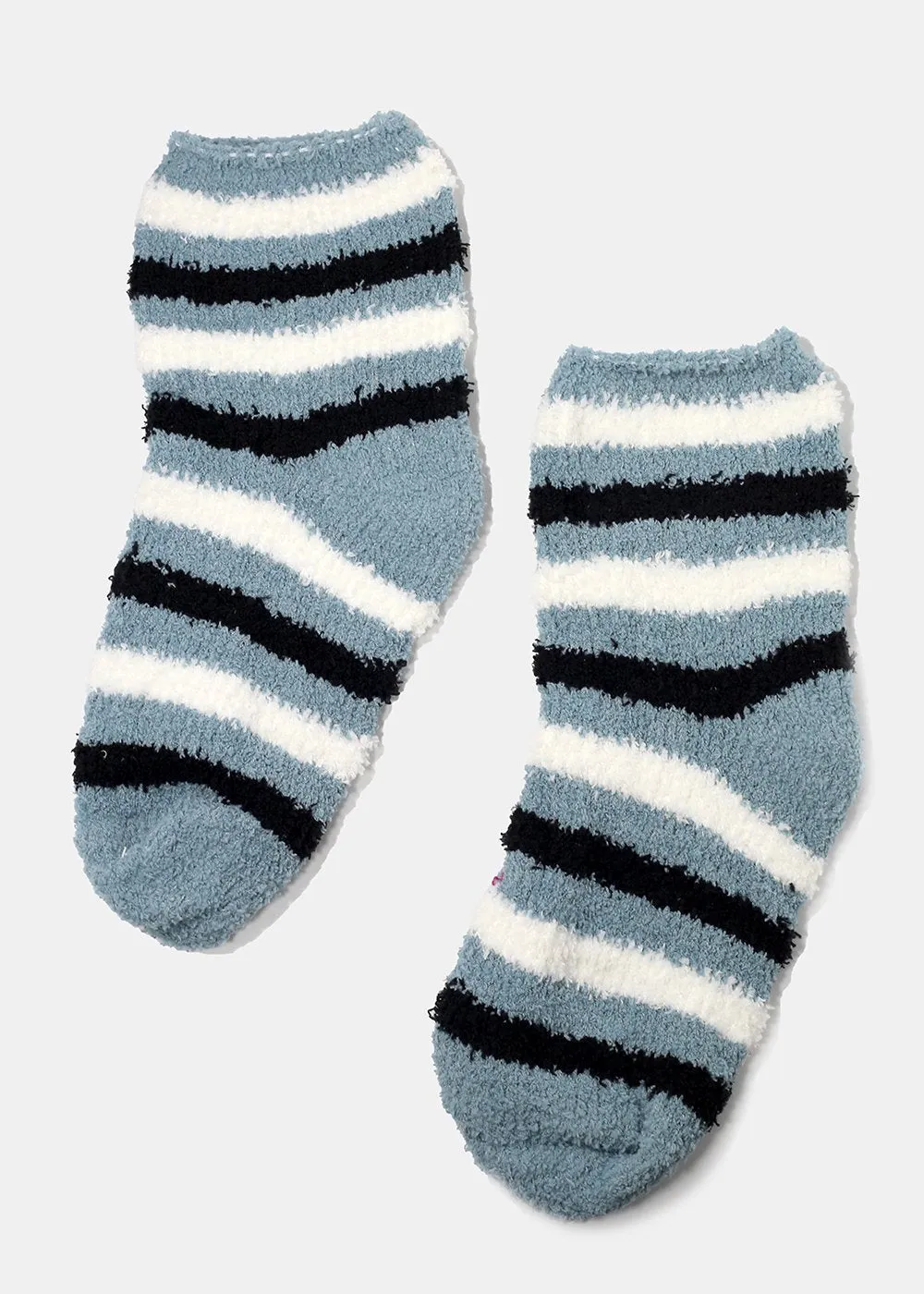 Fuzzy Striped Crew Socks