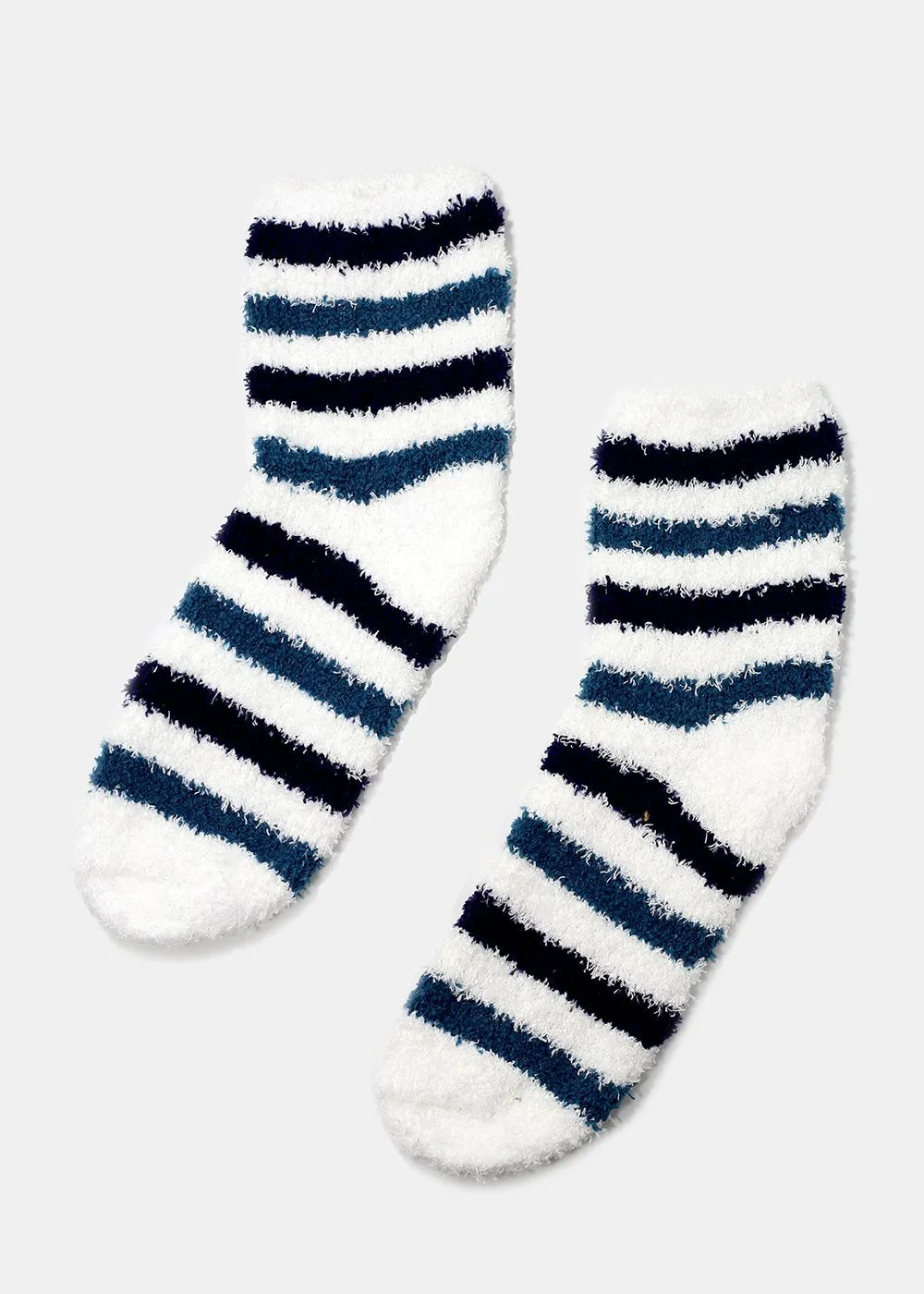 Fuzzy Striped Crew Socks