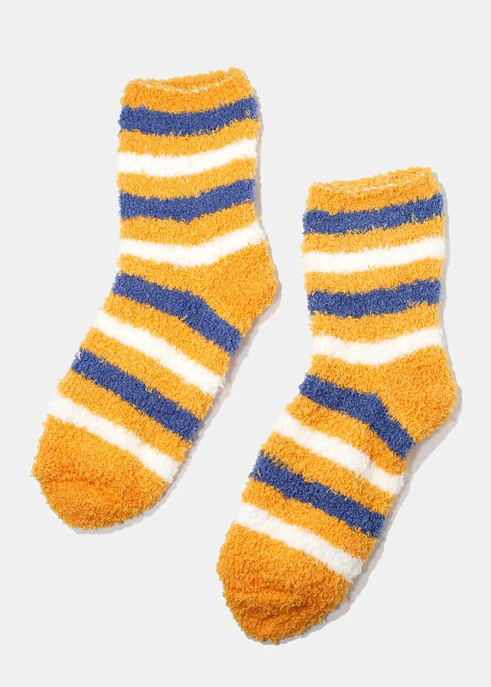 Fuzzy Striped Crew Socks