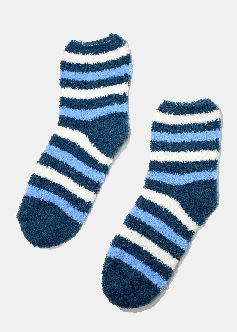 Fuzzy Striped Crew Socks