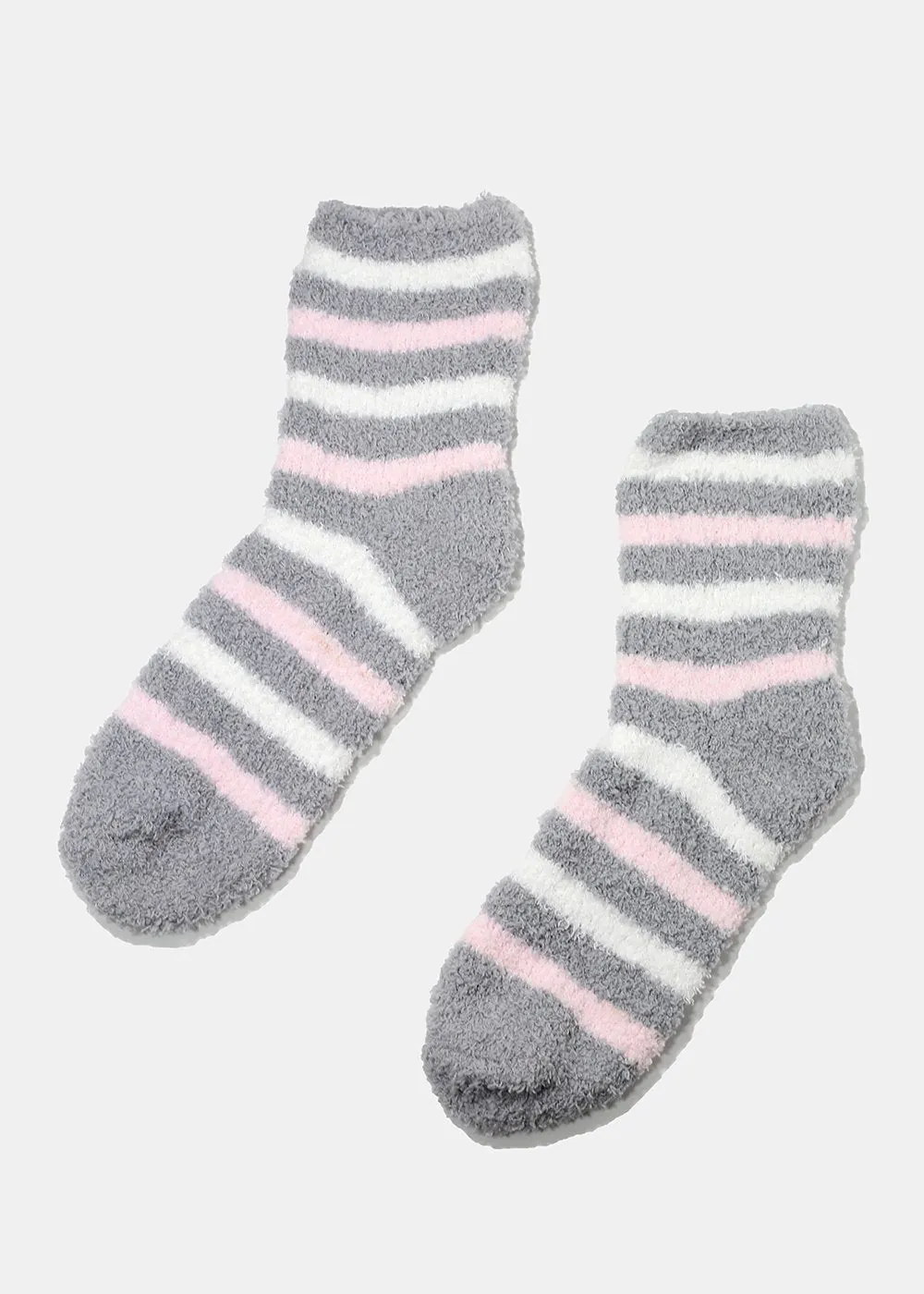 Fuzzy Striped Crew Socks