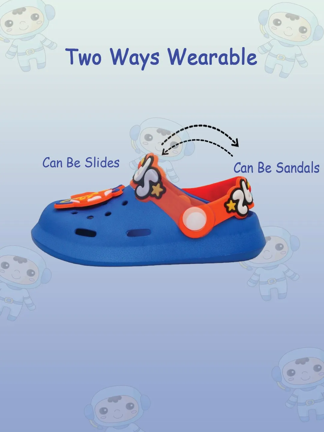 Galactic Blue Space Explorer Clogs for Kids
