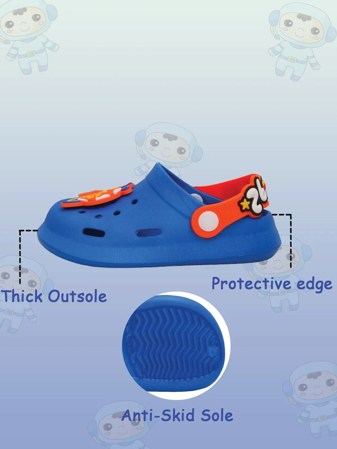 Galactic Blue Space Explorer Clogs for Kids