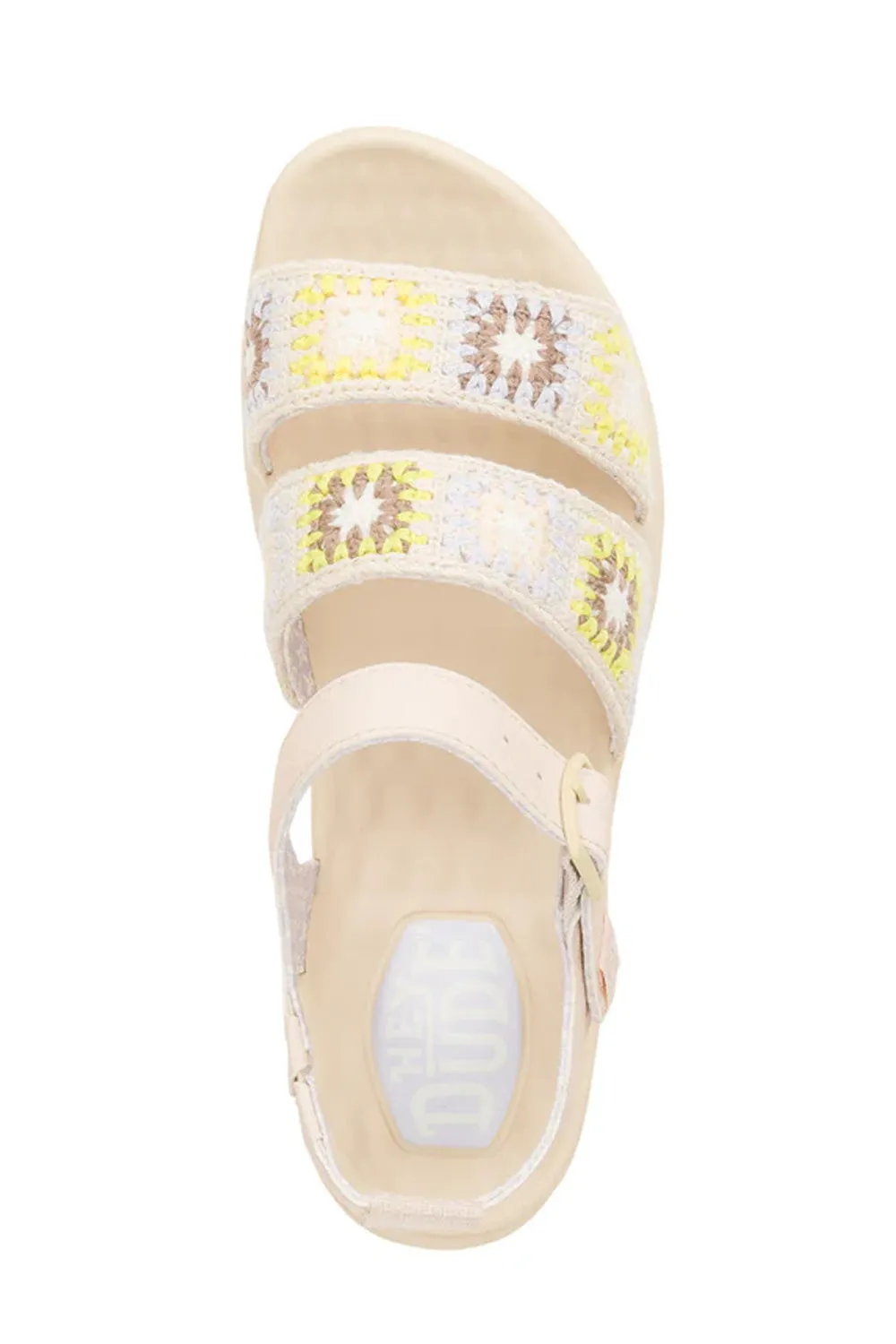 HEYDUDE Delray Buckle Cottage Crochet Sandals for Women in Egret/Lavender | 43200-0NK