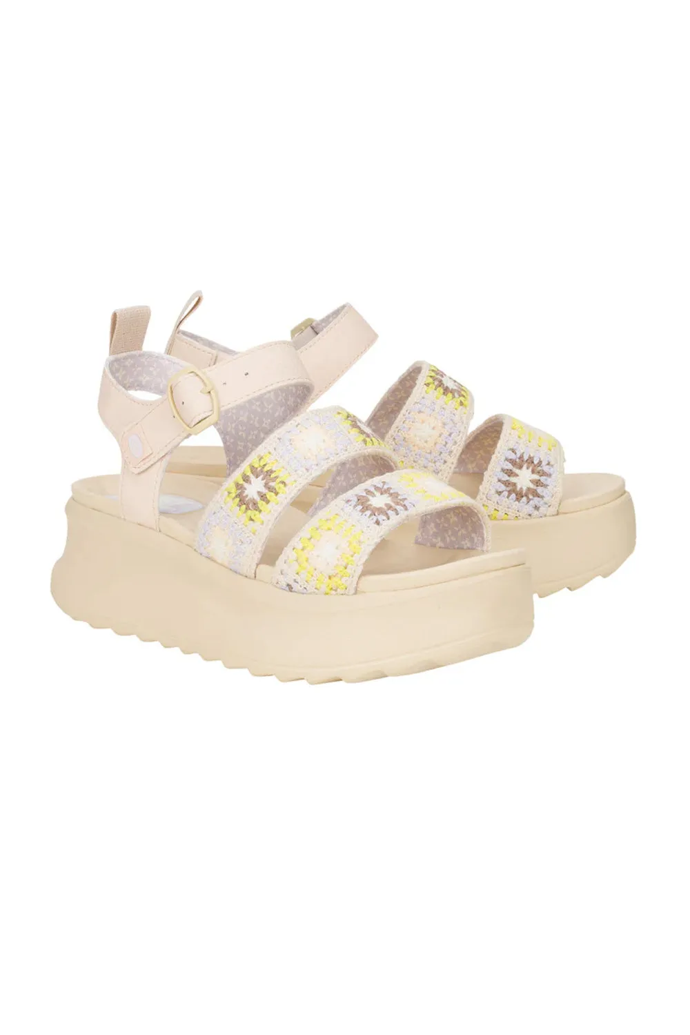 HEYDUDE Delray Buckle Cottage Crochet Sandals for Women in Egret/Lavender | 43200-0NK
