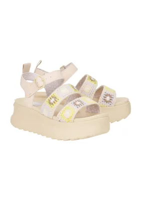 HEYDUDE Delray Buckle Cottage Crochet Sandals for Women in Egret/Lavender | 43200-0NK