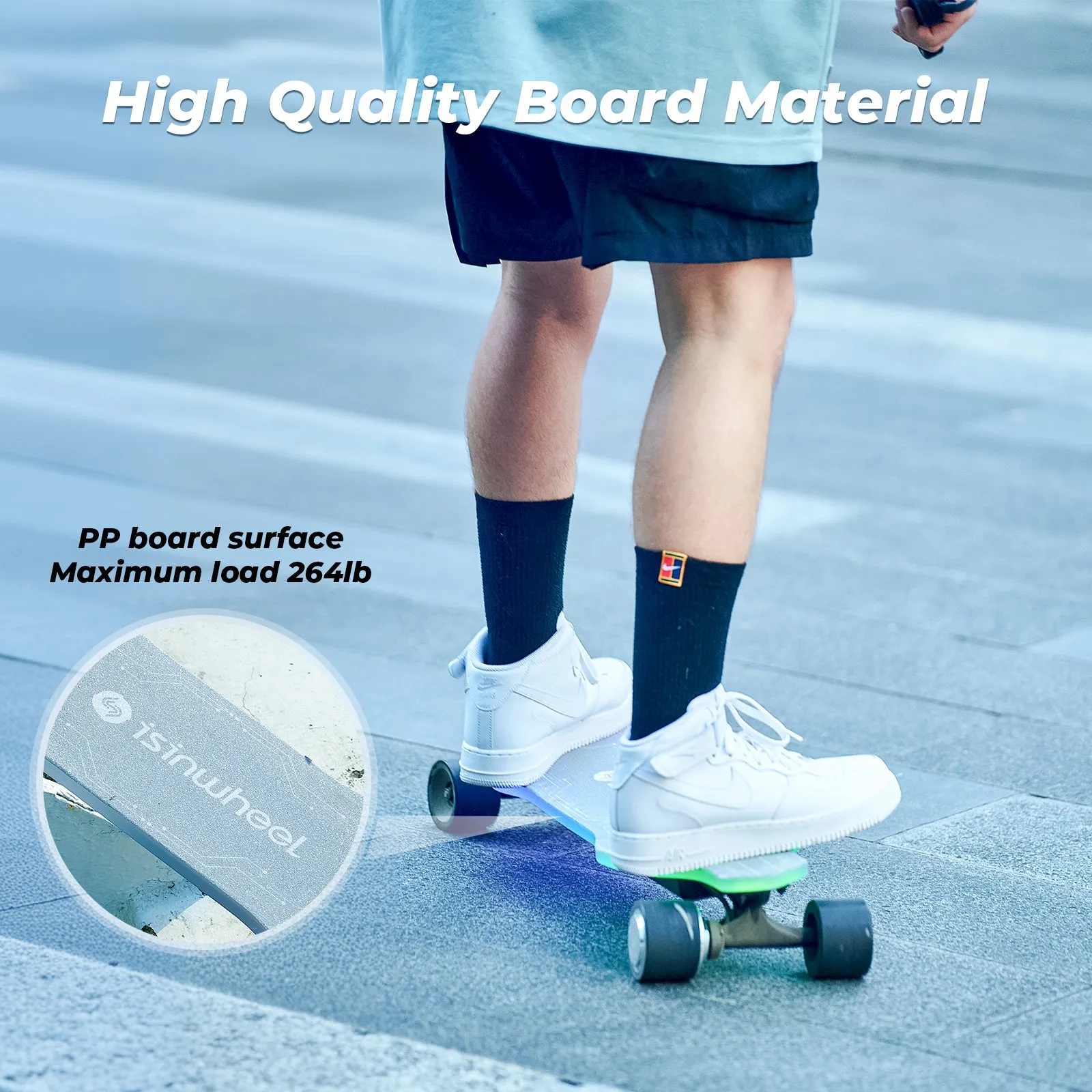 isinwheel V6 Pro Electric Skateboard with Pedal Lights & Remote Control