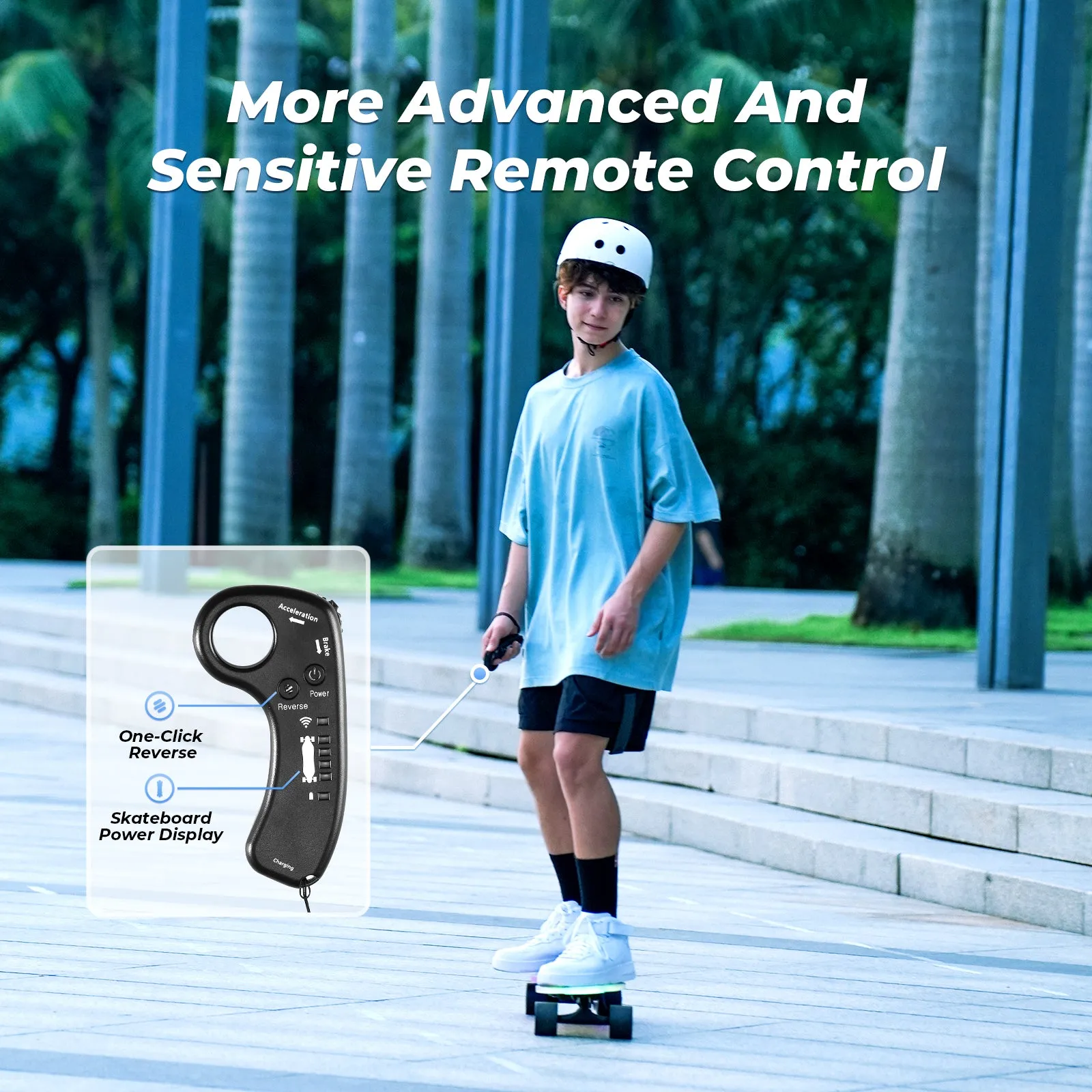 isinwheel V6 Pro Electric Skateboard with Pedal Lights & Remote Control